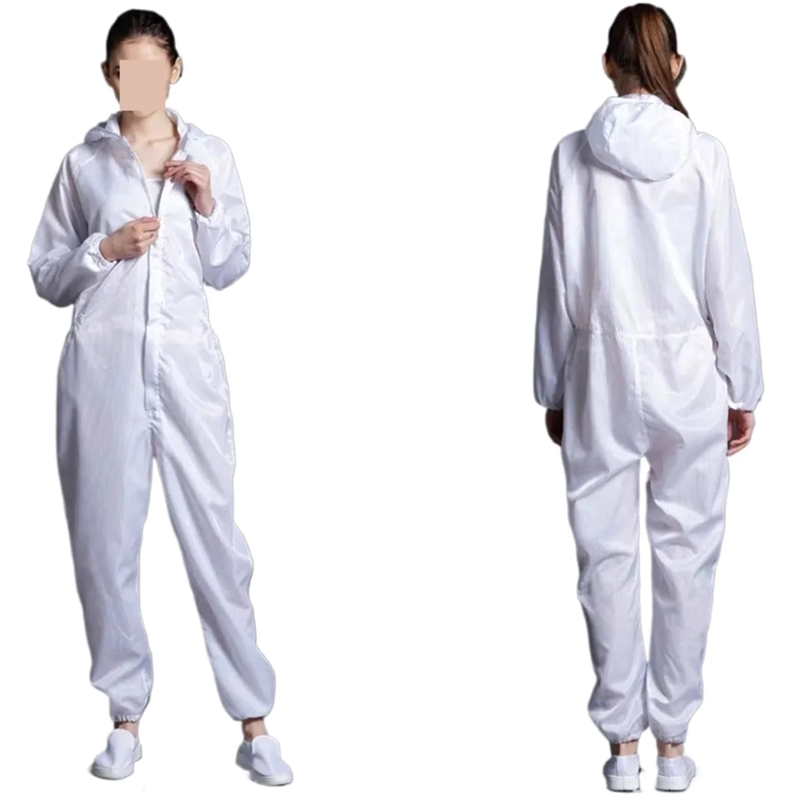Combinaison de Protection Unisexe, vêtements Propres, Capuche, vêtements Anti-poussière et statiques, vêtements for Salle Blanche, vêtements de Travail de Peinture(Blanc,Small)