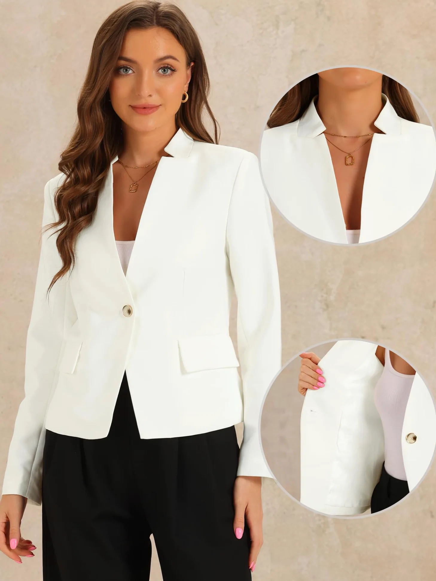 Allegra K Blazer en Faux Daim pour Femme avec col à Revers et Manches Longues