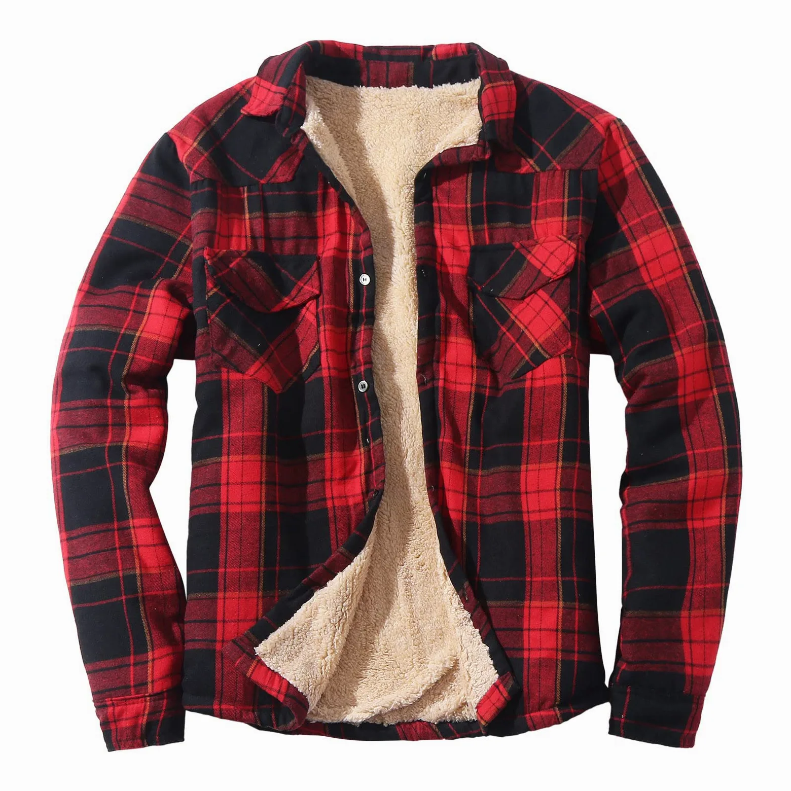 Chemise de bûcheron pour homme - Chemise thermique à carreaux en flanelle - Doublure polaire - Avec capuche - Fermeture éclair - Chemise à manches longues - Chemise de travail thermique