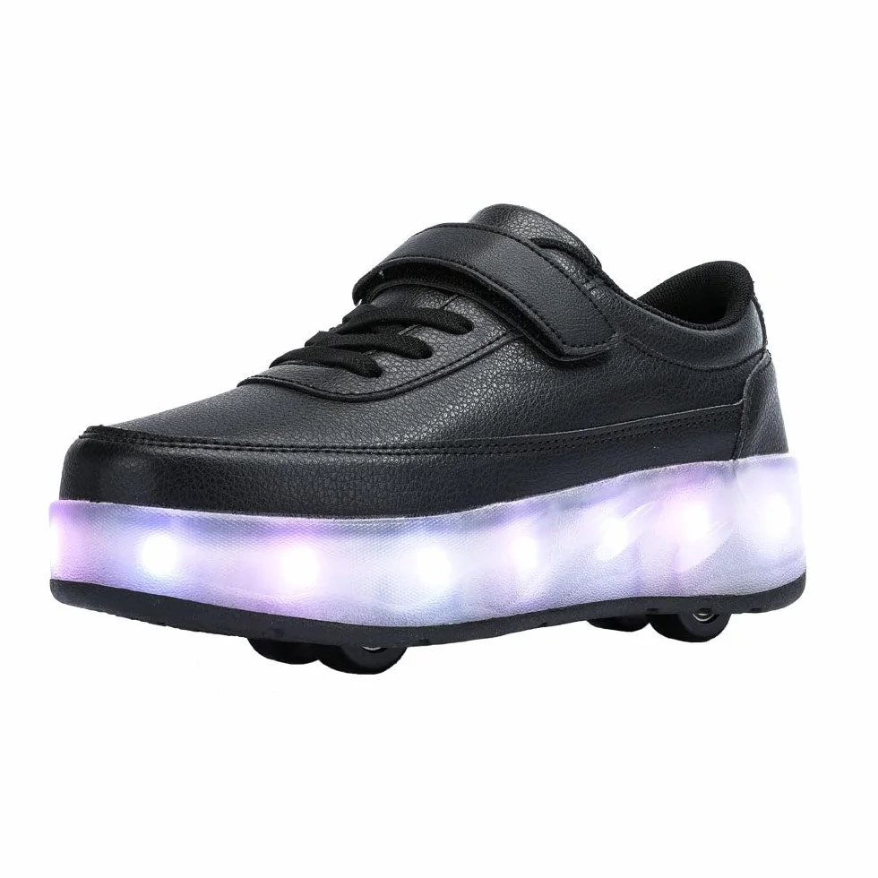 HUSKSWARE Patins à roulettes Garçons Filles Chaussures Skateboard réglables Jeunesse Noir Blanc Rose 27-40 EU