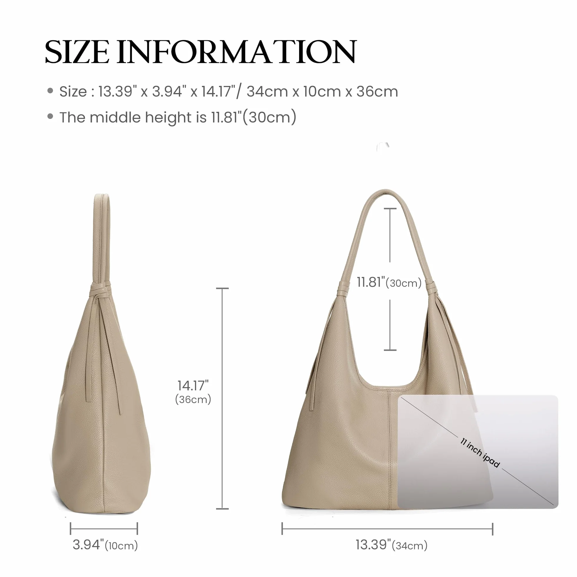 befen Sacs Hobo en Véritable Cuir pour Femmes, Cabas à Main Multifonction Sac a Main avec Ruban à Pompons pour Travail Shopping Party Voyage
