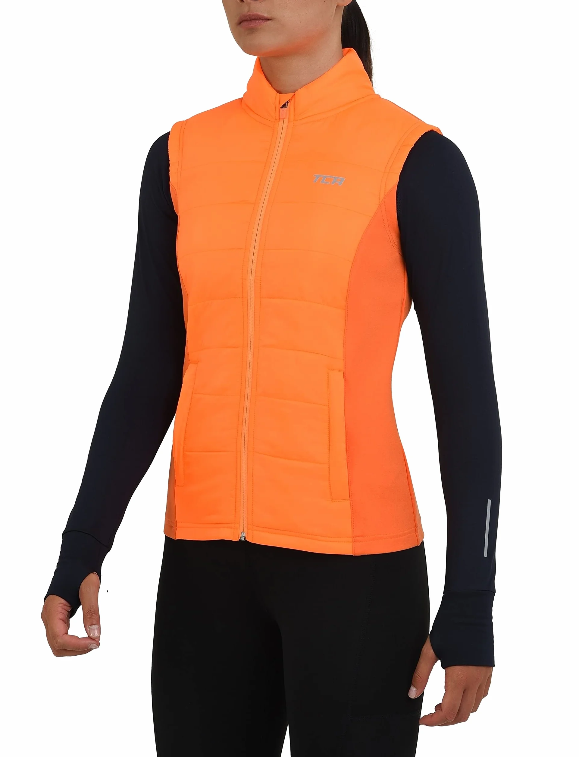 TCA Gilet Bodywarmer Léger Thermique Excel pour Femme et Filles Course à Pied, avec Poches Zippées