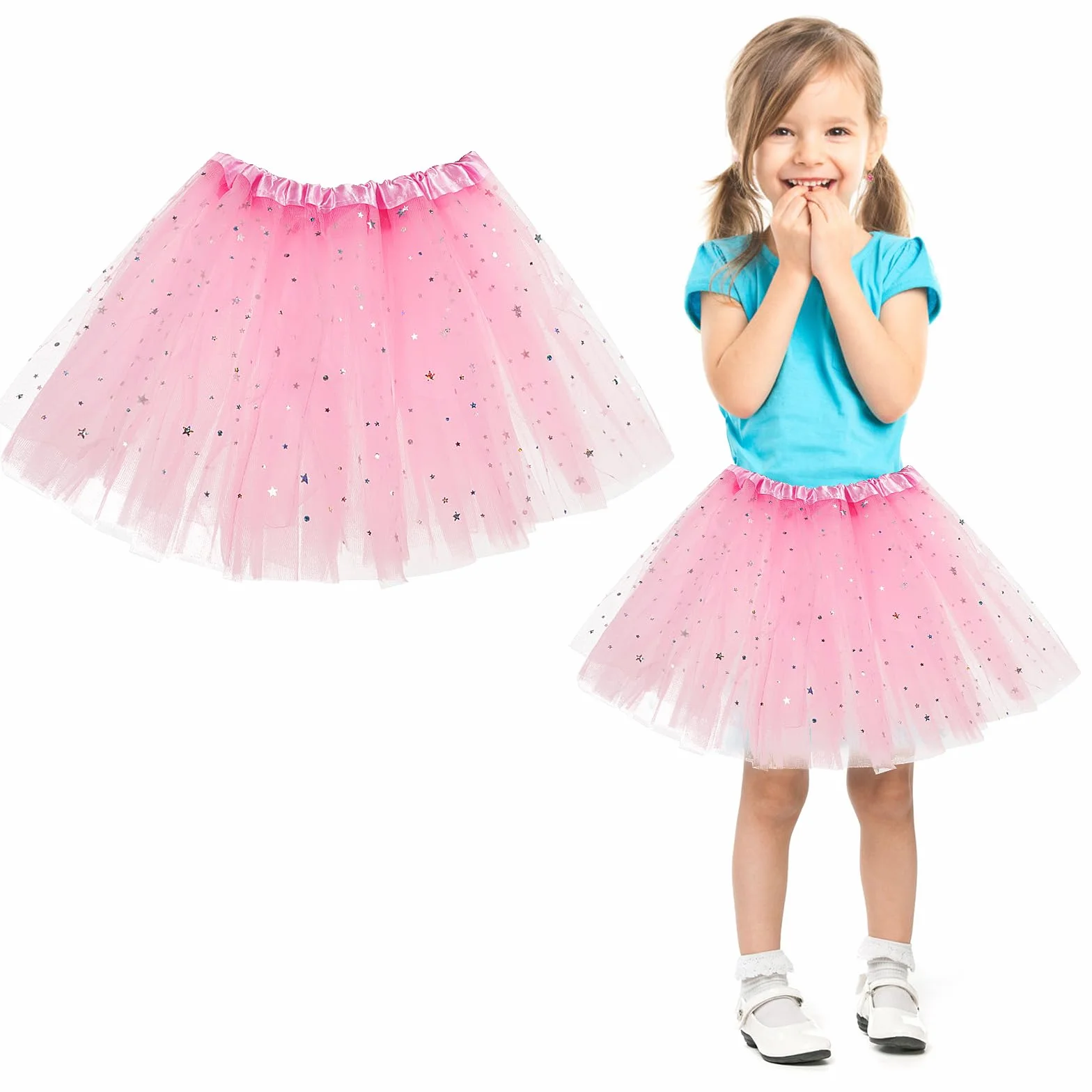 Jupe tutu à 3 couches en tulle à paillettes pour fille et femme - Pour bébé - Pour Noël, anniversaire