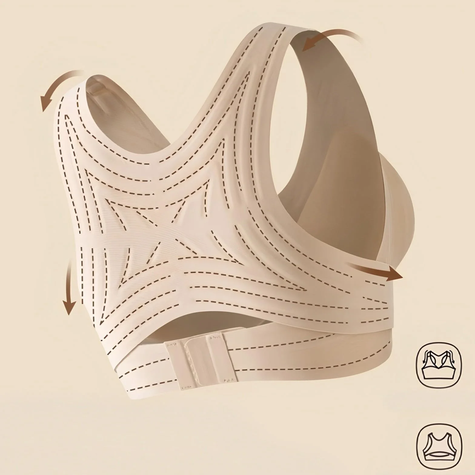 Soutien Gorge Correcteur de Posture Anti-affaissement sans Armatures Respirant Yoga Course Fitness