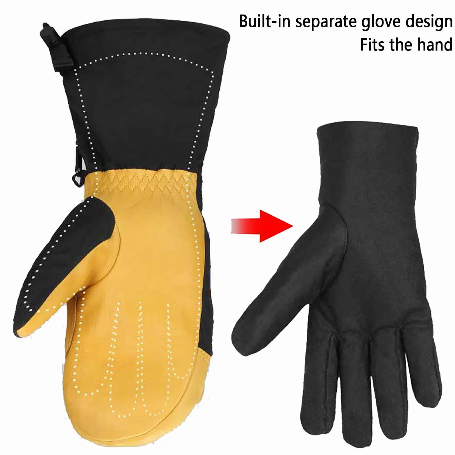 Gants d'hiver Hommes Femmes Gants de Ski Imperméables Gants de Temps Froid Gants Coupe-Vent Gants de Cyclisme d'hiver Chauds pour Le Temps Froid