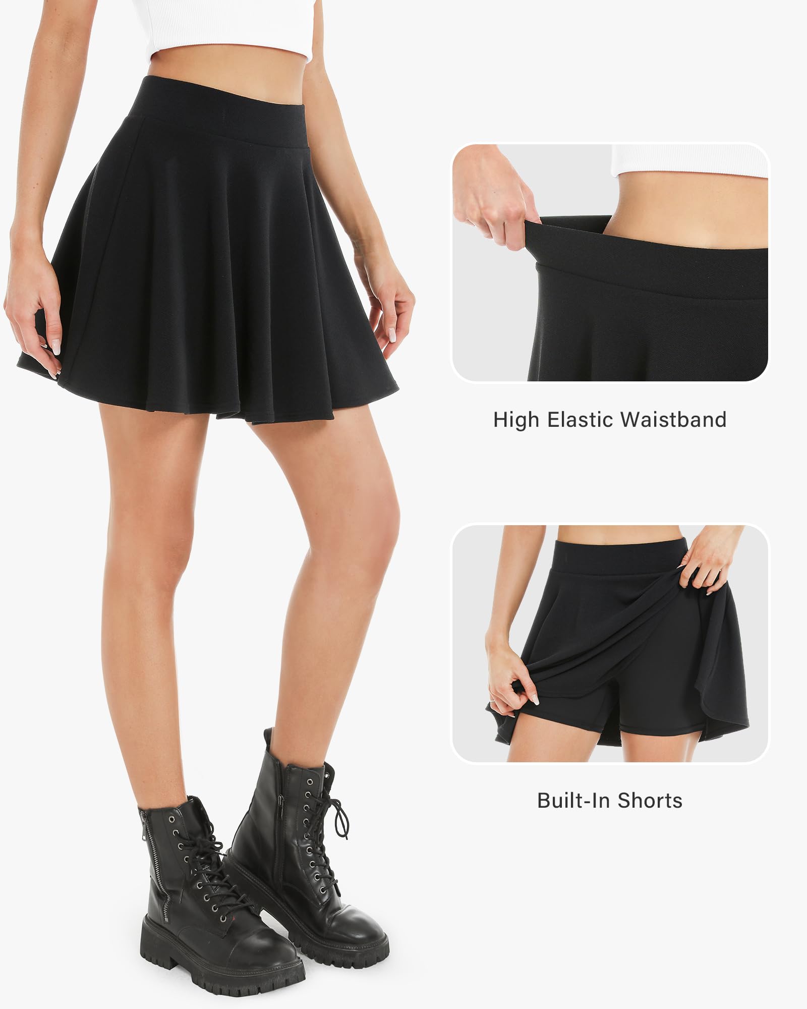 Women's Flared Skater Skort with Built-in Shorts