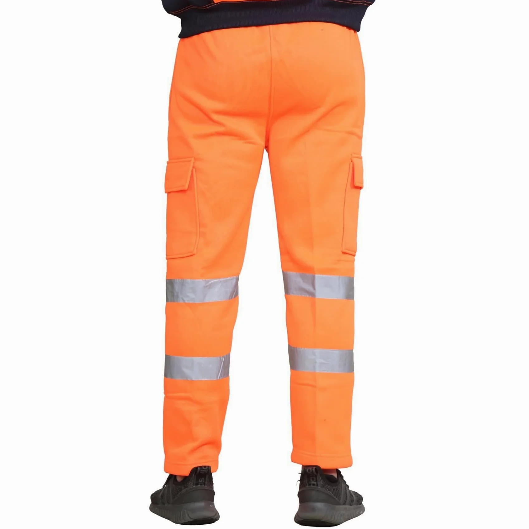 Homme Pantalon Haute Visibilite, vêtements de Sécurité, Bande Bicolore Réfléchissante Pantalon Polaire Homme Travail Combat Joggeurs