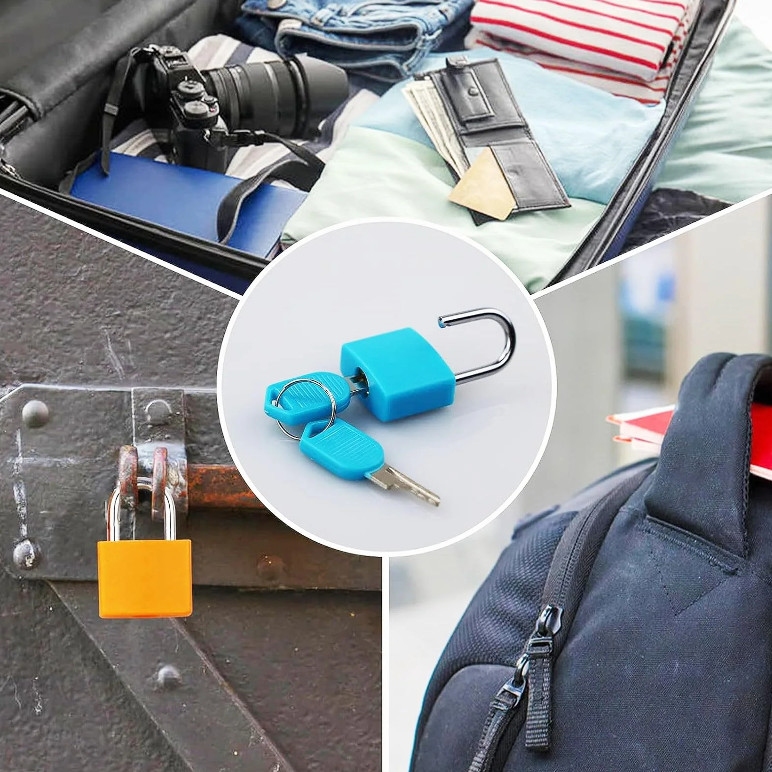 Lot de 6 mini cadenas avec clé pour valise, bagages et sacs