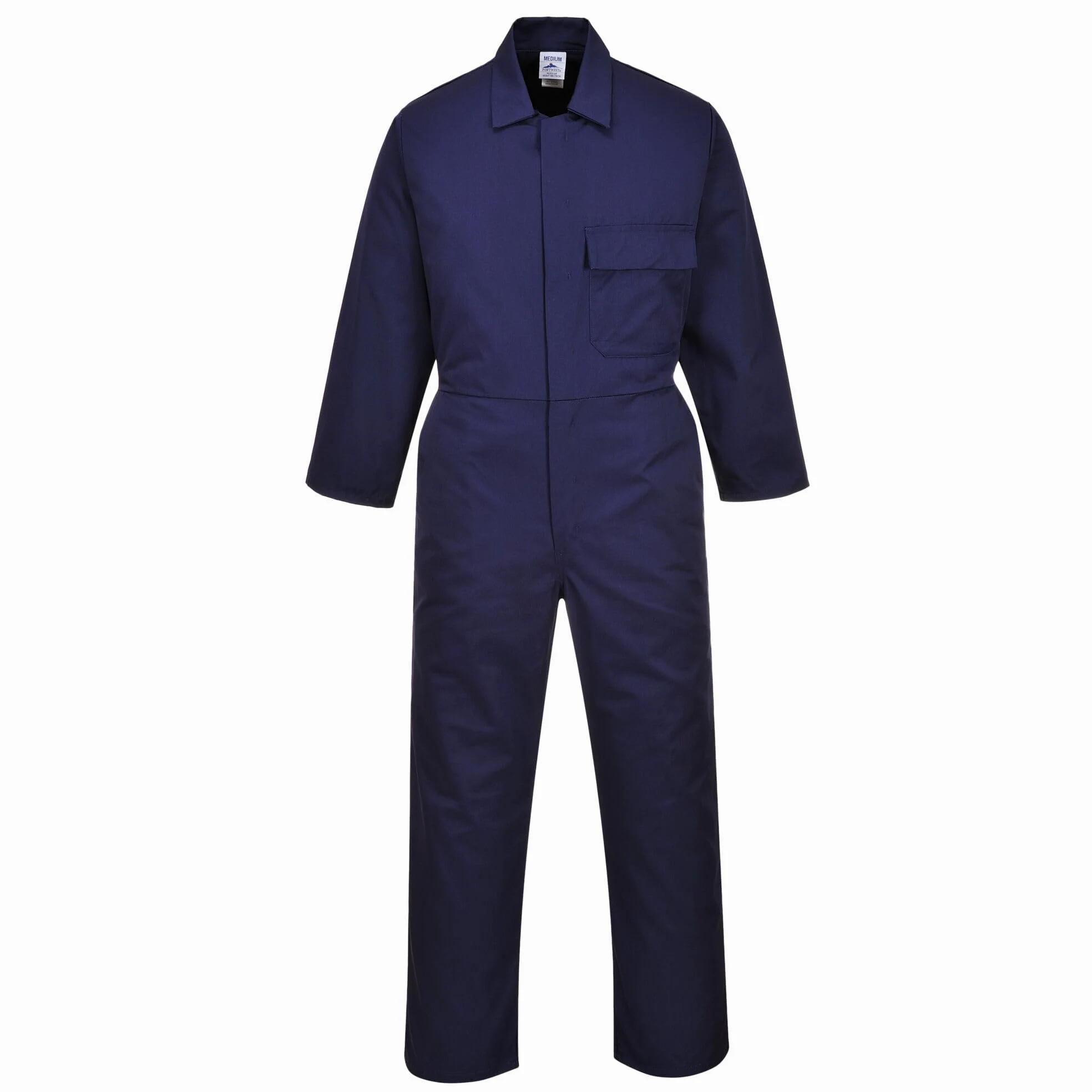 Portwest C802 Combinaison Polycoton Fermeture Pressions Ceinture Élastiquée | Marine, 5XL, UPF 50+, Poches Latérales Poche Téléphone, Coupe Longue, 5 Poches, Boutons Dissimulés sur le Devant