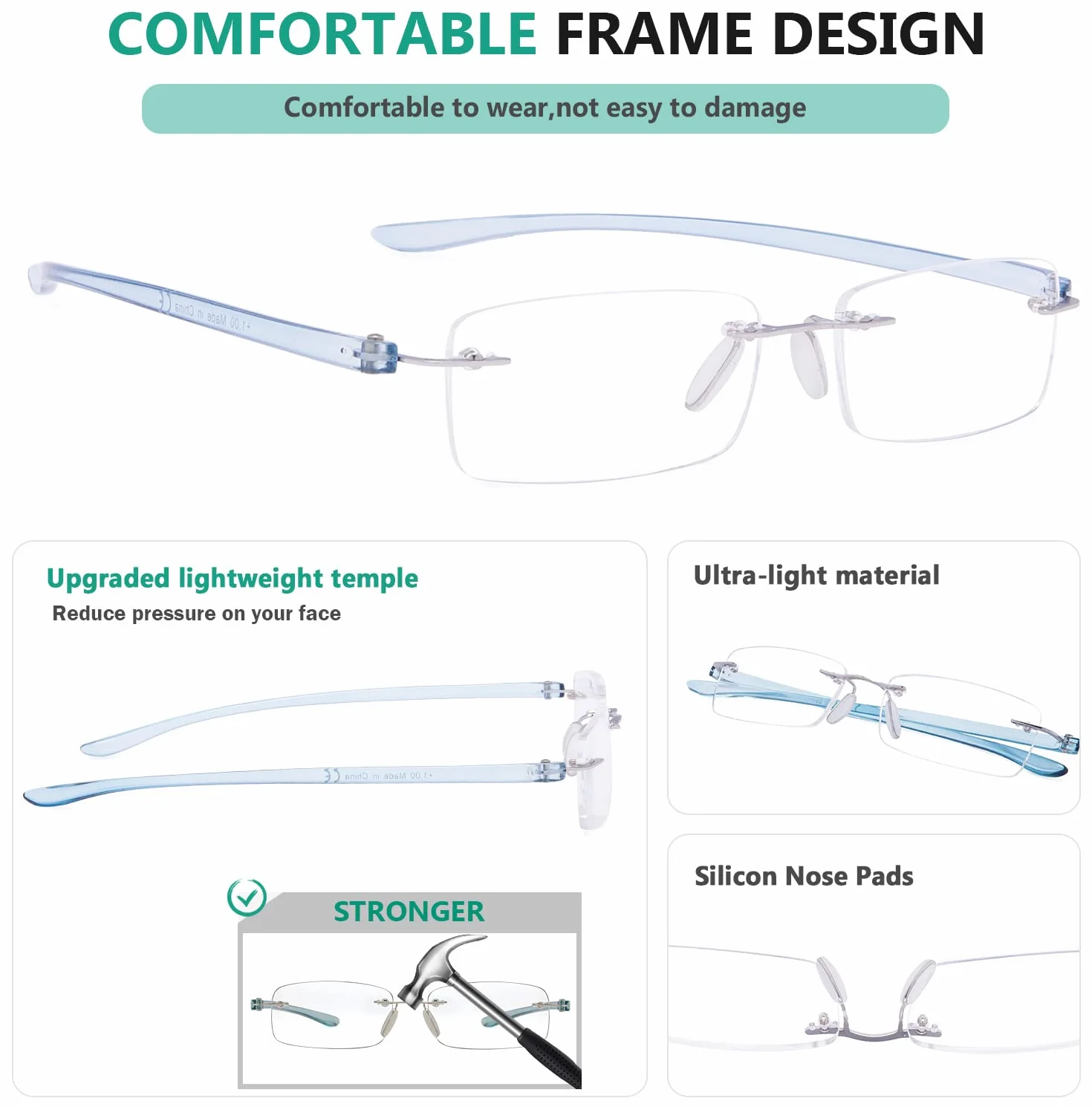 eyekepper Lunettes de Lecture Légères Sans Monture Homme Femme
