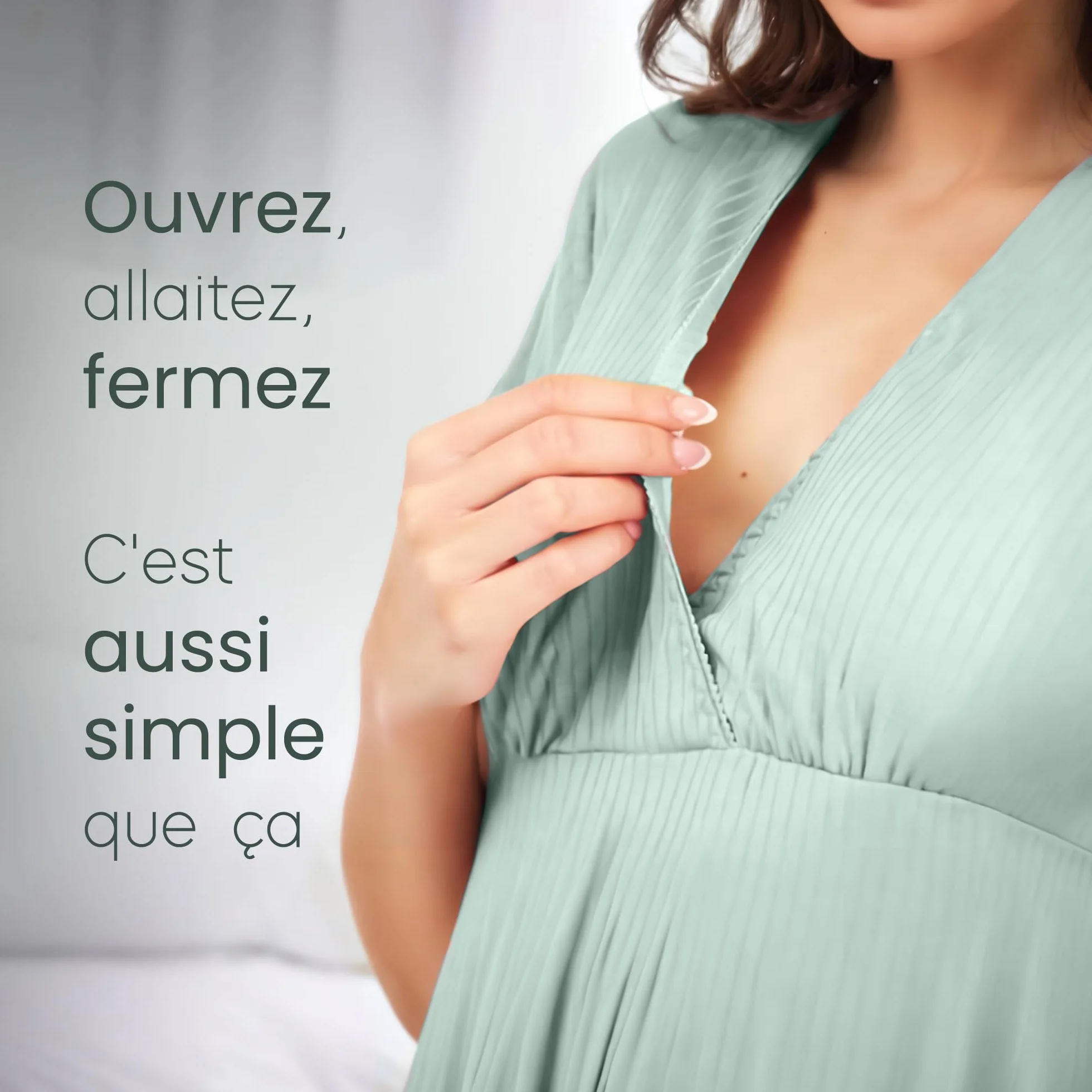 Chemise de Nuit Allaitement, Chemise de Nuit Maternité, 3 en 1 Allaitement, Hôpital et Grossesse, Confort Maximal, Pyjama Allaitement Maternité, Pyjama Maternité Accouchement