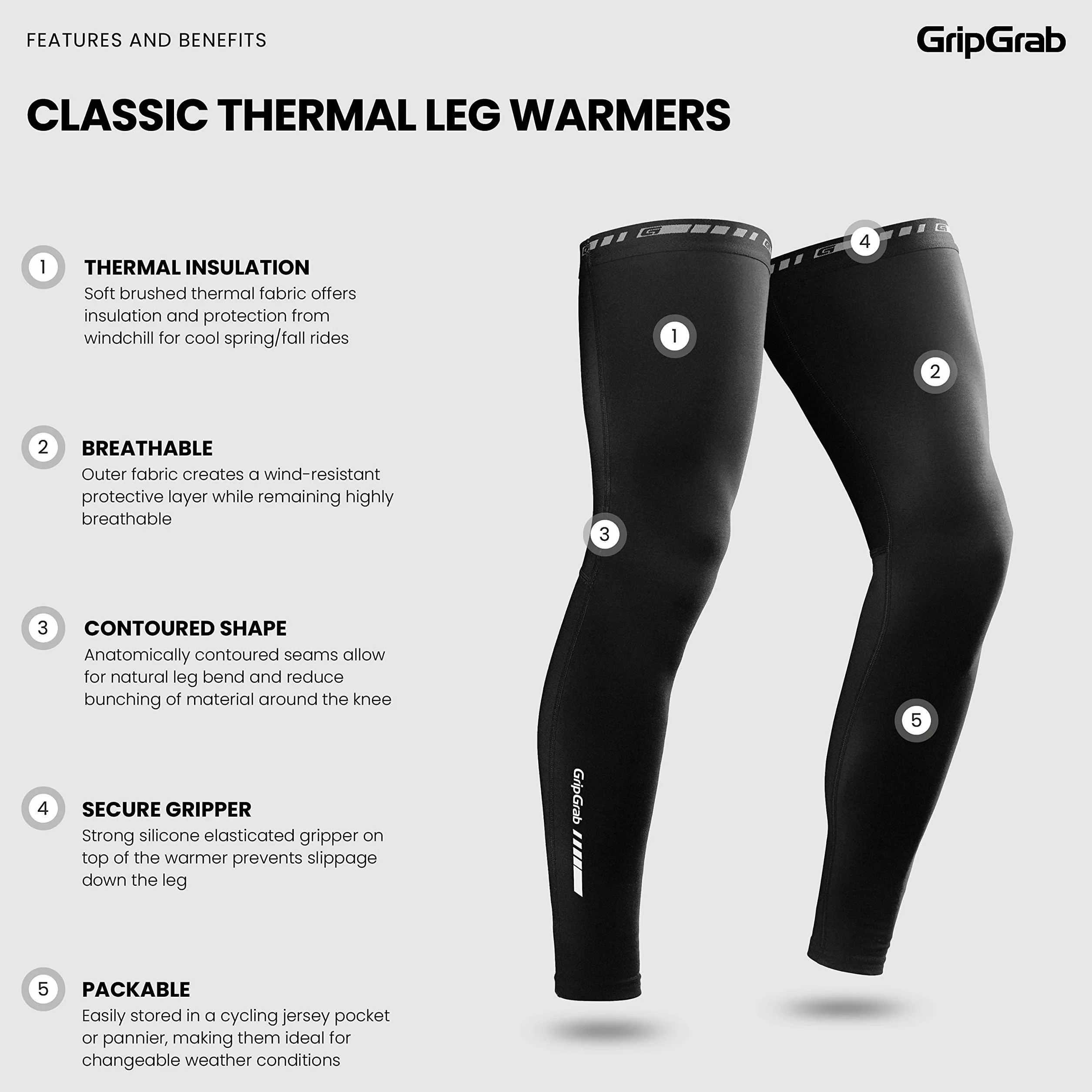 GripGrab Jambières Cycliste Thermiques Classic Hiver Vélo Course VTT