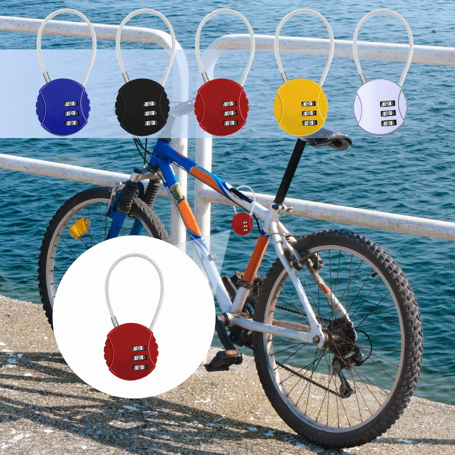Cadenas à Combinaison 3 Chiffres, 5 Couleurs avec Aiguilles de Réinitialisation, Sécurité pour Casier Armoire Sac à Dos