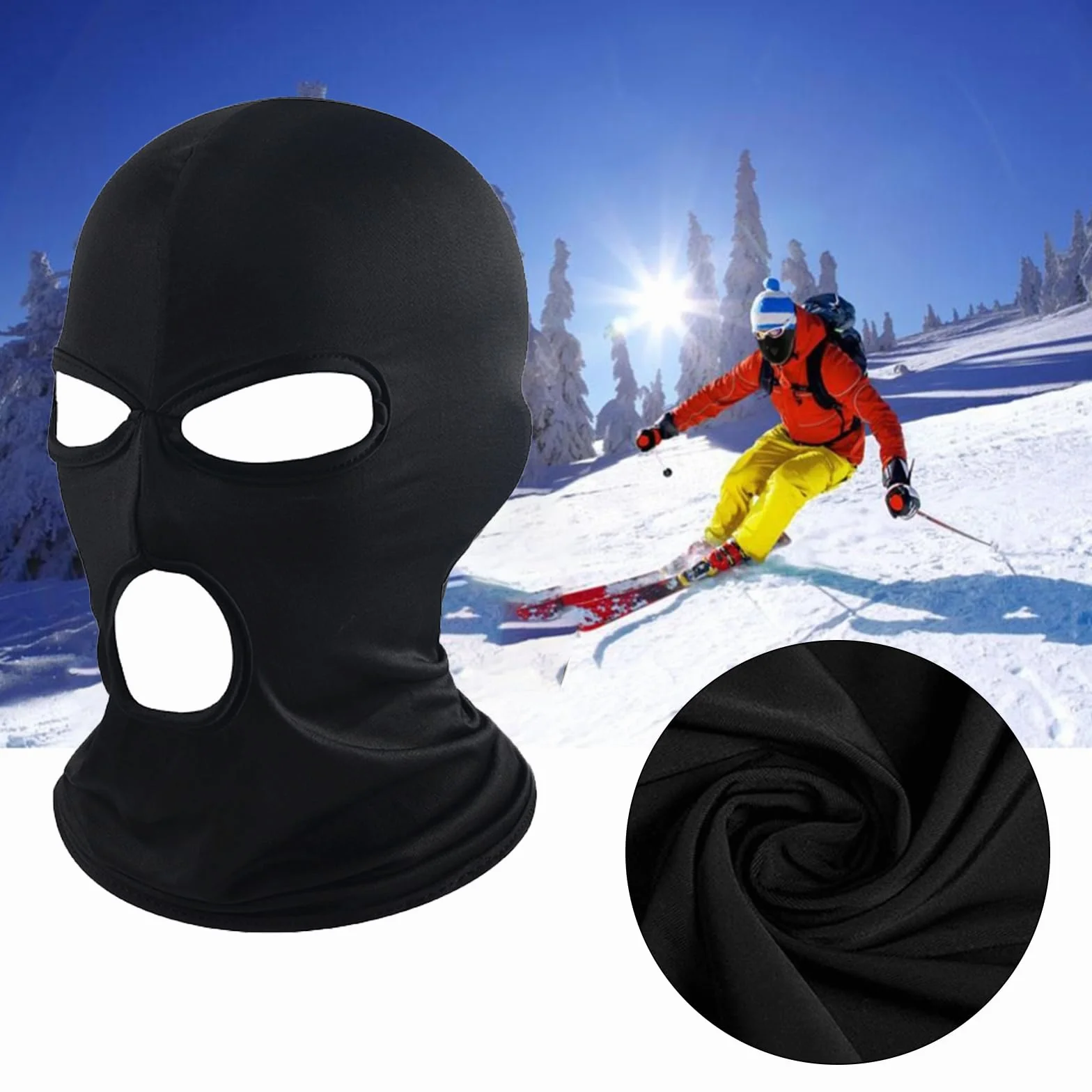4 Pièces Cagoules à 3 Trous, Cagoule Masque de Ski pour Hommes Femmes, Skimask, Masque de Moto, Cagoule de Visage Comple, Coupe-Vent, Protection UV