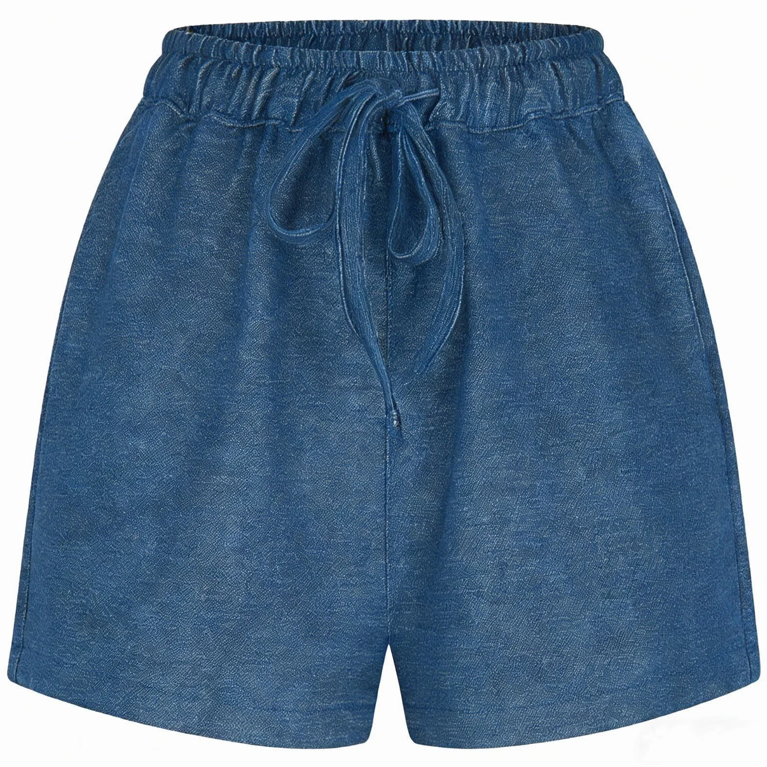 Short en jean ample pour filles - Short d'été à taille élastique avec poches à cordon de serrage - Respirant - Jambe large - Pantalon de sport décontracté