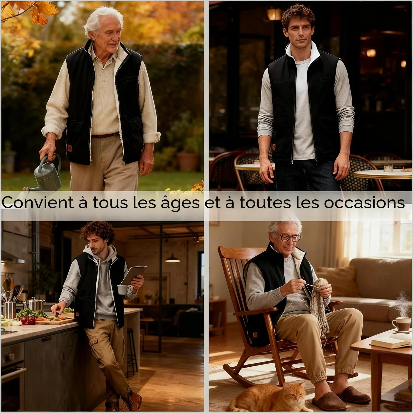 Gilet en polaire pour homme avec doublure en peluche - Gilet de transition chaud pour l'automne et l'hiver - Veste polaire sans manches avec poches zippées - Pour l'extérieur, la randonnée, la