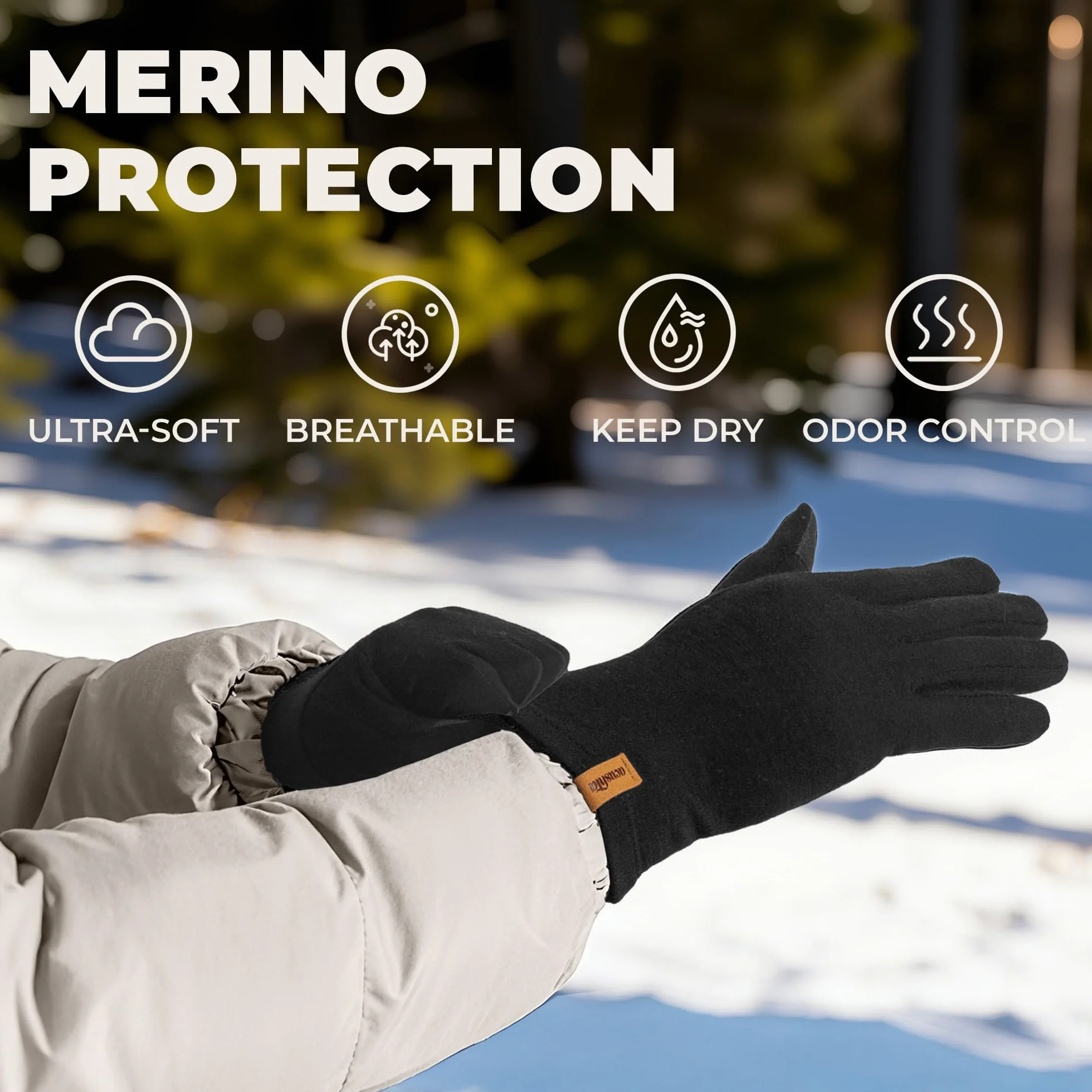 ACUSHLA Doublure de gants 100 % laine mérinos – Couche de base légère pour écran tactile pour homme et femme