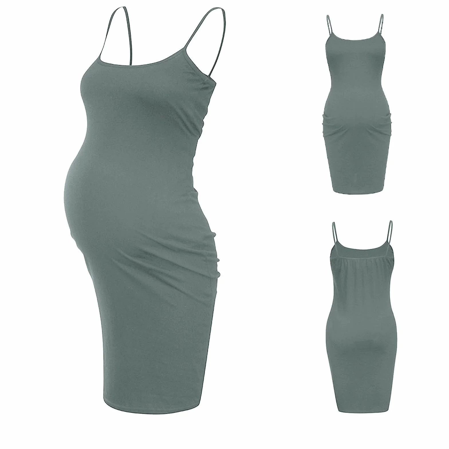 Jupe crayon de maternité pour femme - Taille haute - Extensible - Jupe crayon de grossesse pour femme - Manches longues - Col en V