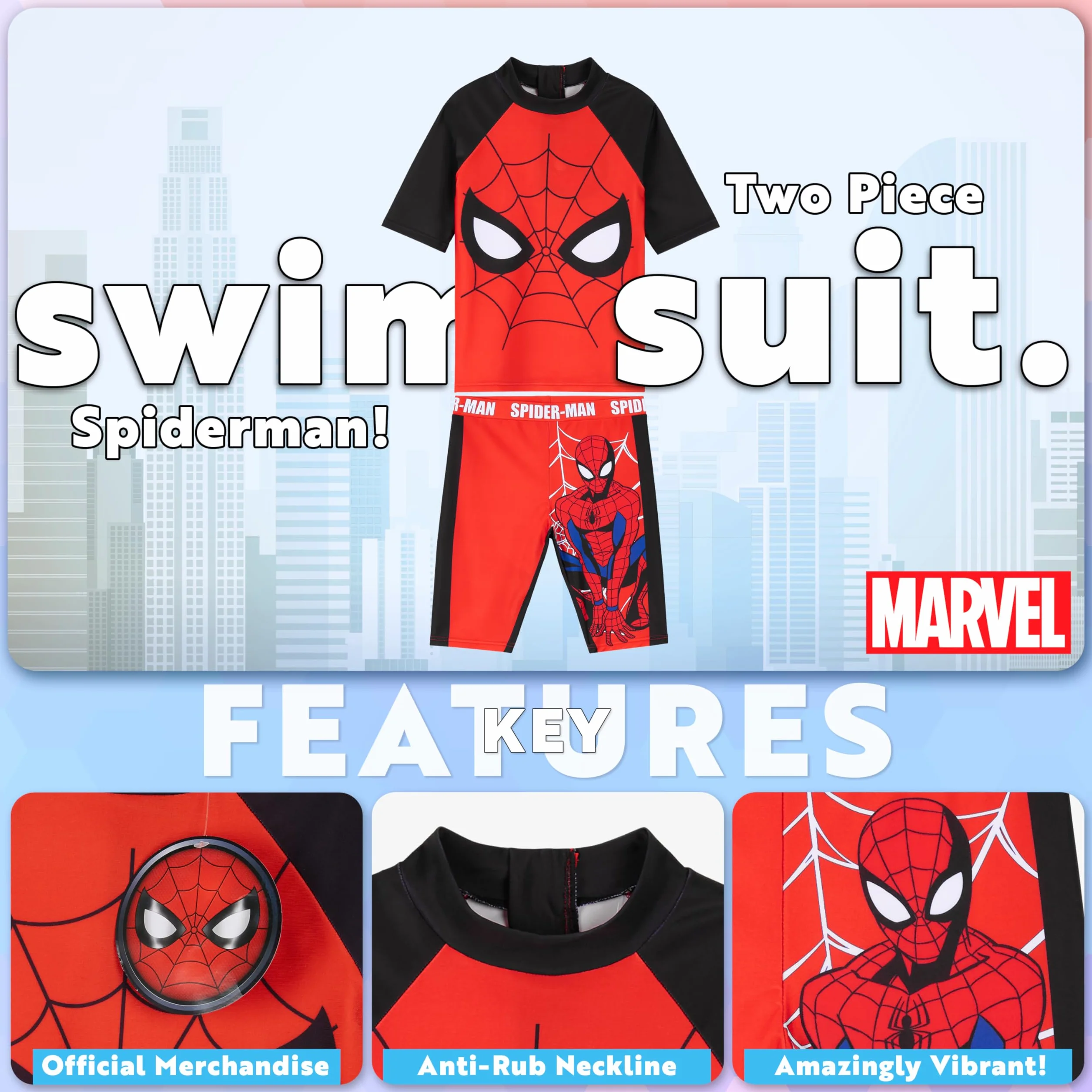 Marvel Maillot de Bain Enfant Garcon, 2 Pièce Haut et Short de Bain Garcon
