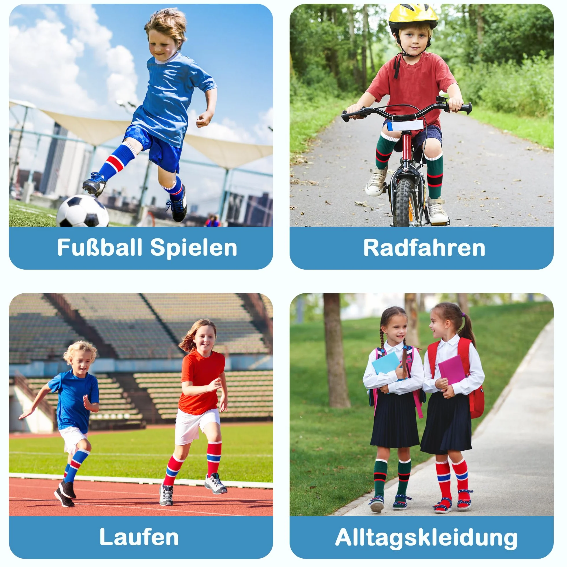 GRPSKCOS 1 paire de chaussettes de football pour enfants - Respirantes - Pour le tennis, le rugby, le hockey - Pour garçons et filles de 4 à 12 ans