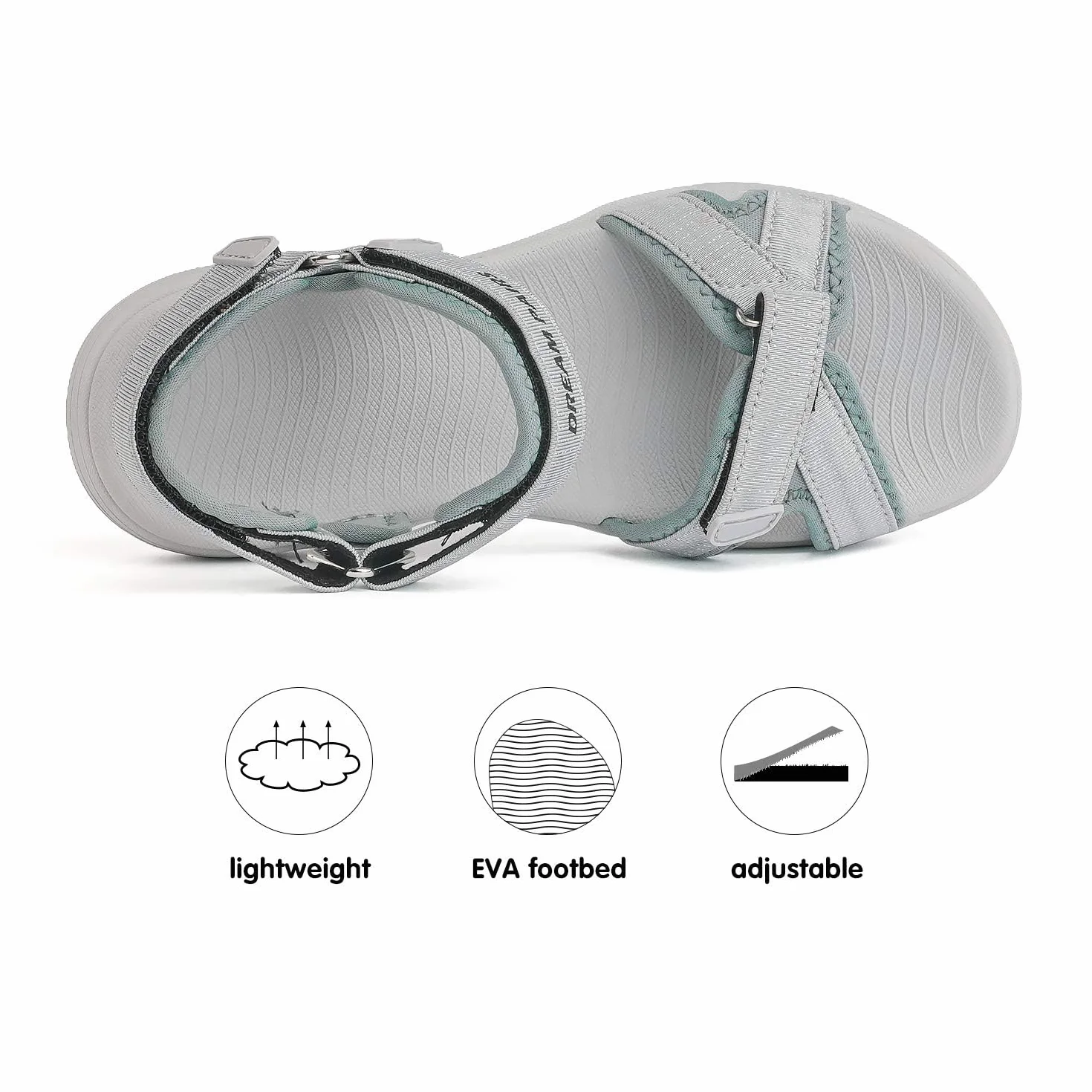 DREAM PAIRS Sandales de Randonnée Femme Confortables Antidérapantes Légères à Brides Réglables Semelle Amortissante Marche Trekking Extérieur Plage Été