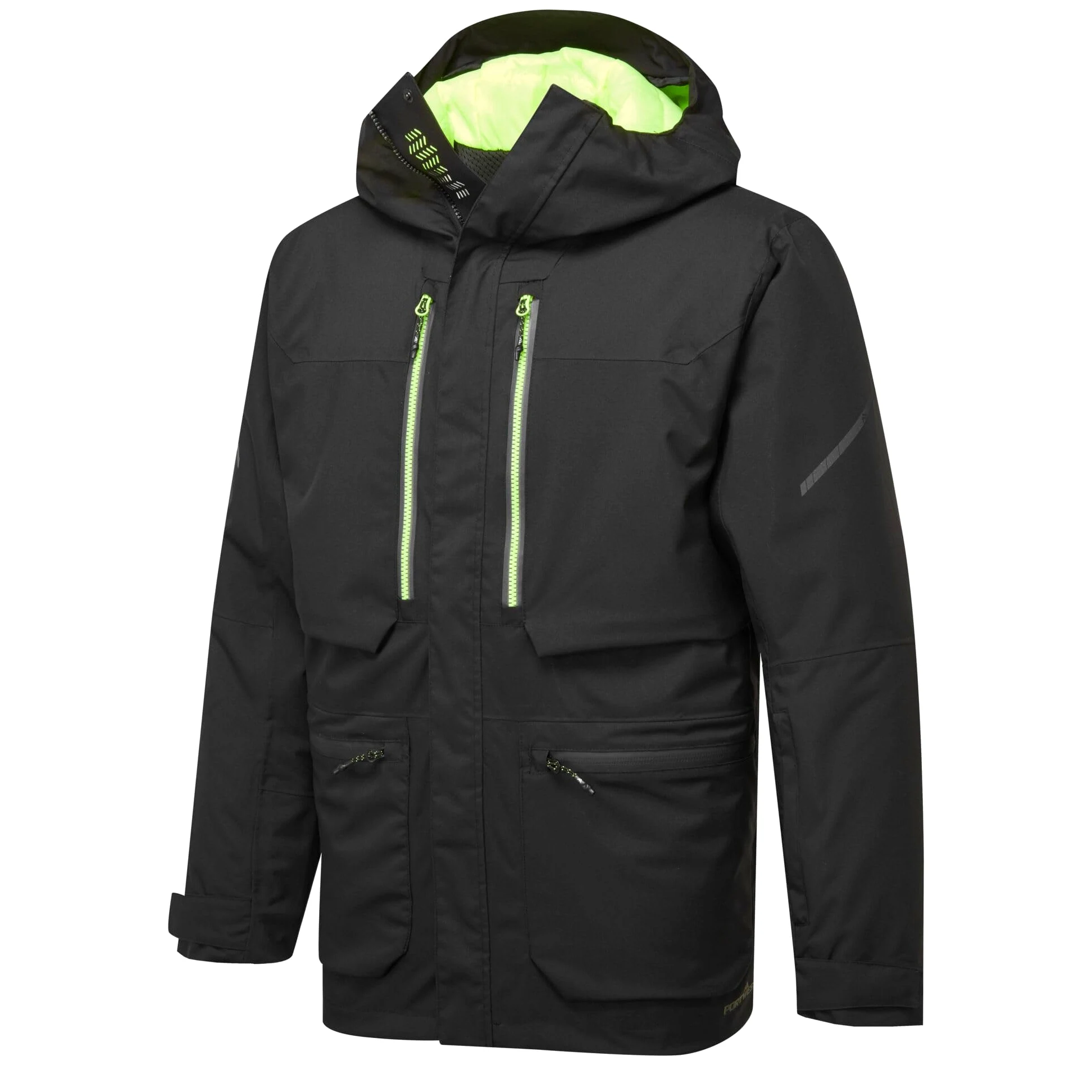 Portwest EV461 Parka d'hiver imperméable pour homme – Veste de pluie isolée respirante réfléchissante avec capuche et coutures soudées