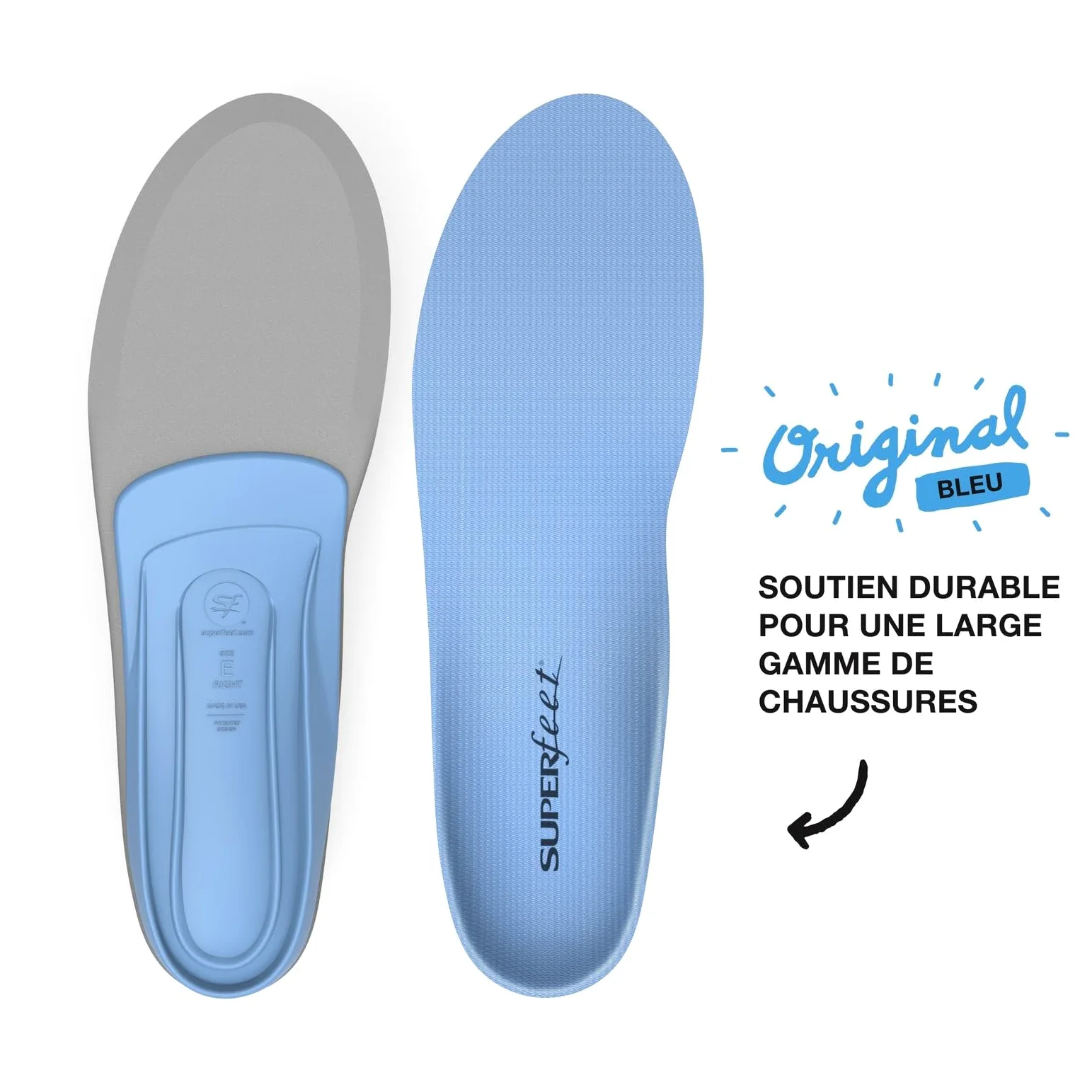 Superfeet - Semelles orthopédiques moyennes à soutien universel - Semelles orthopédiques à ajustement parfait | Semelles Ajustées, Conçue pour les Voûtes Moyennes, cette Semelle Offre un Soutien Ciblé et un Maintien Stable