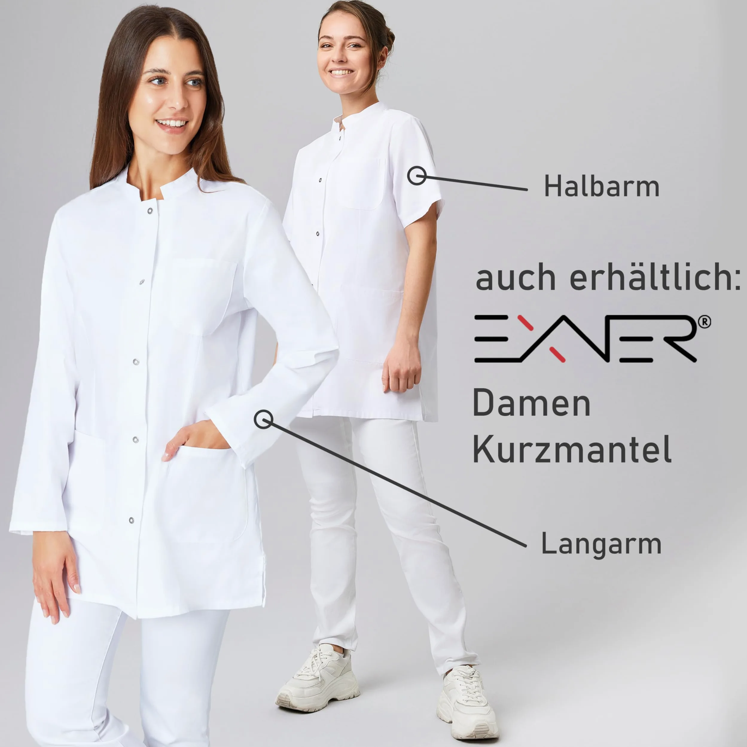Exner Blouse de médecin pour femme - Blouse de laboratoire - Manteau de travail - Médecin - Blanc - Taille 5XL