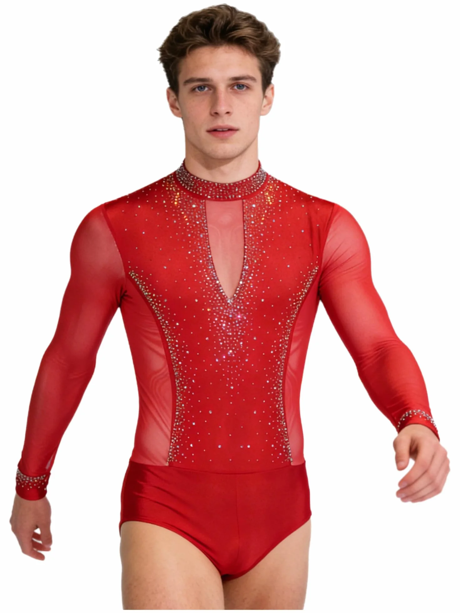IEFIEL Justaucorps Homme Gymnastique Danseuse Body Danse Latin Jazz String Paillettes Masculin Combinaison Fitness Sport Dancewear