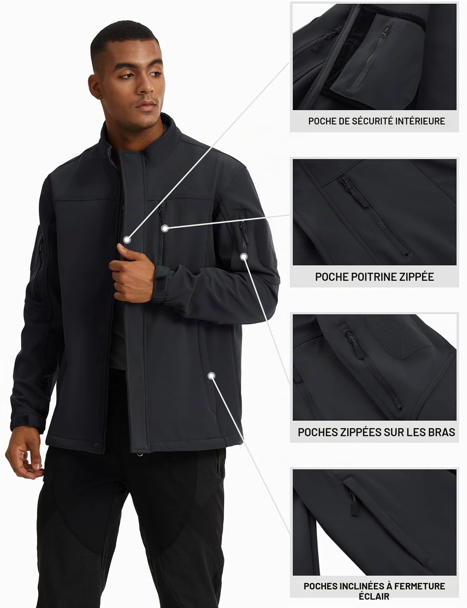TACVASEN Veste D'Extérieur Veste Militaire Imperméable pour Homme Veste Polaire Airsoft Veste D'Hiver Imperméable