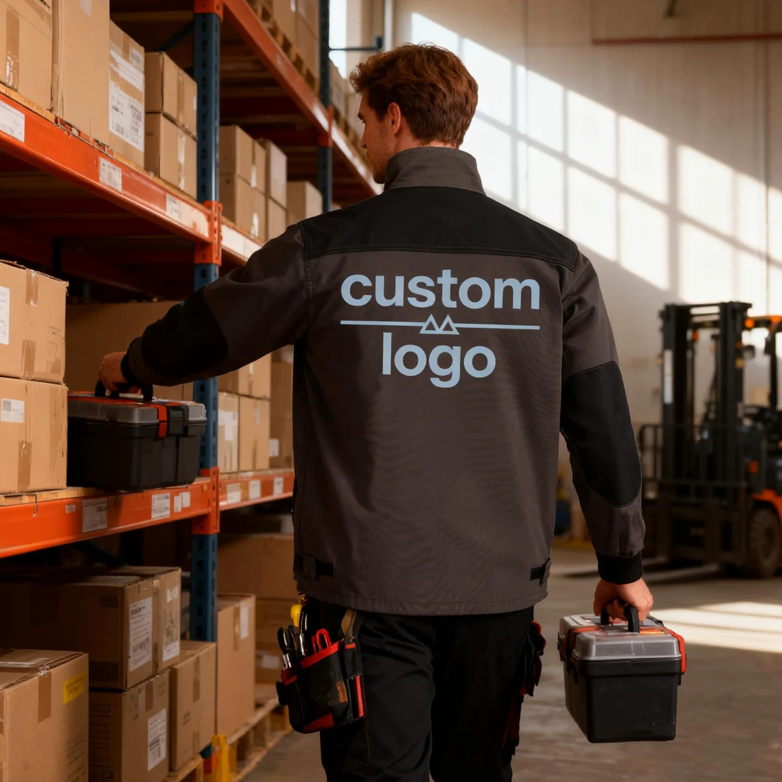 Veste de travail robuste avec logo personnalisé imprimé pour homme, manteau utilitaire multi-poches pour uniforme d'équipe de construction de mécanicien, charpentier