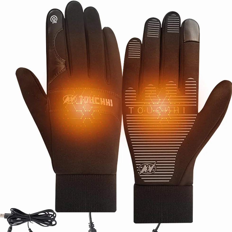 Gants Chauffants USB Tactile Non-Slip Femme Homme Moto Randonnée Vélo Ski
