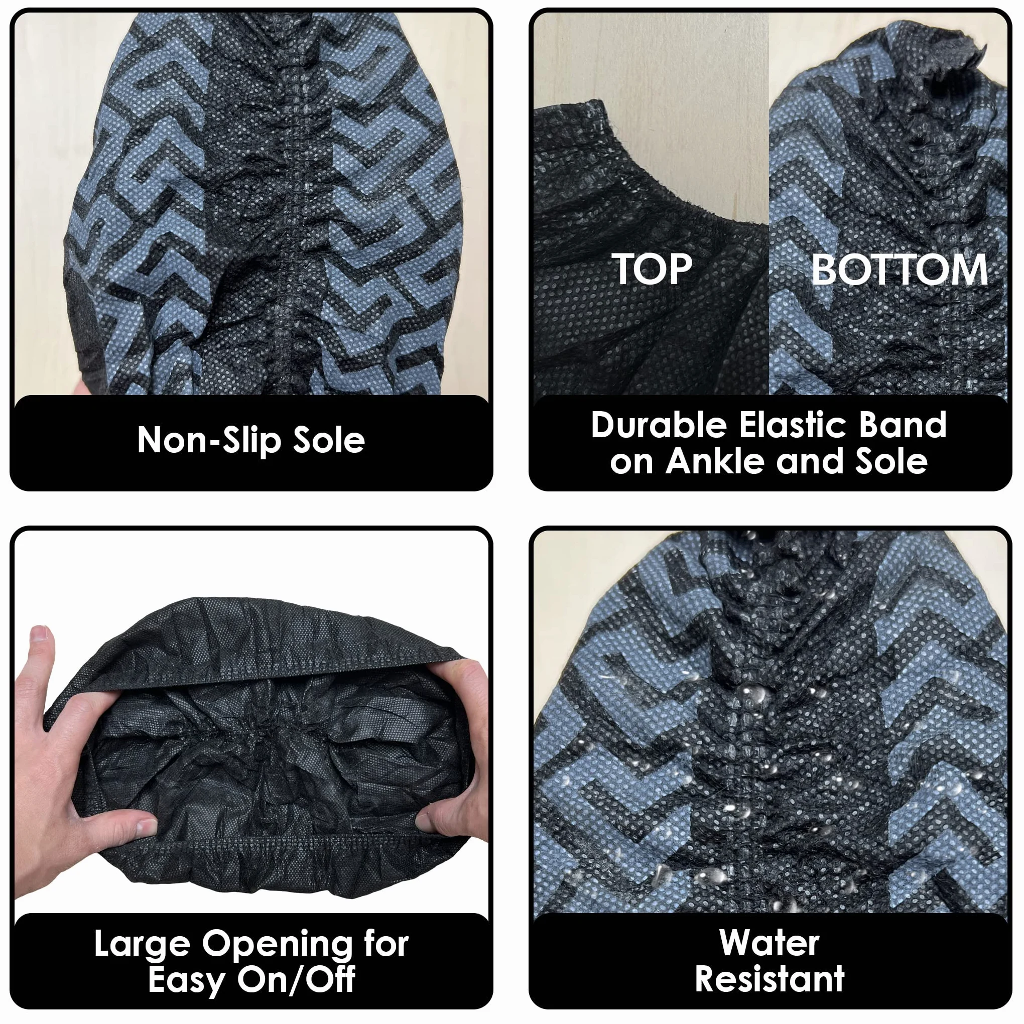 Lot de 100 couvre-bottes et chaussures jetables antidérapants et résistants à l'eau pour l'intérieur - Bottes durables de qualité supérieure avec semelles antidérapantes - Pour homme et