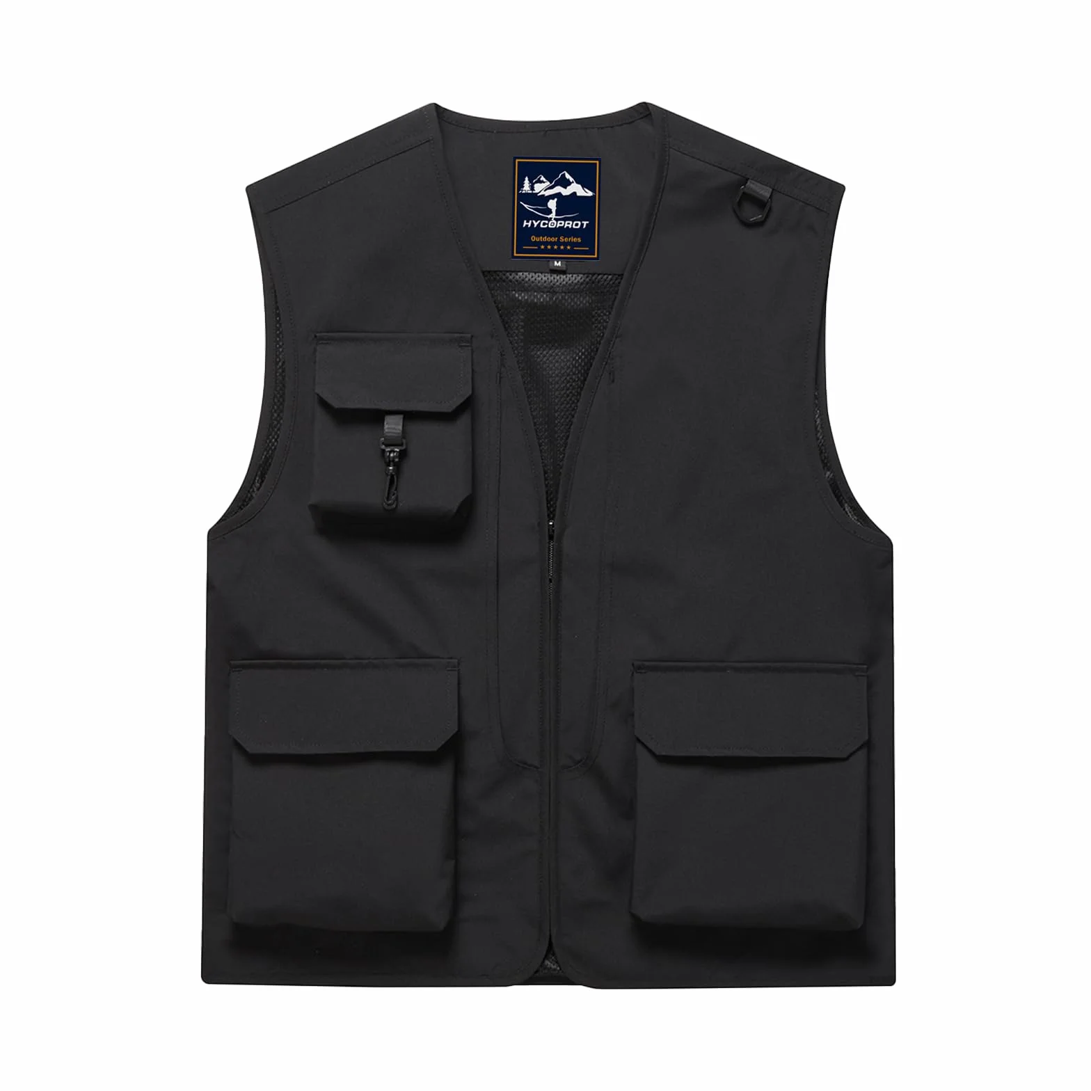 HYCOPROT Gilet Pêche Homme Imperméable Léger Sans Manches Veste Utility Cargo 5 Poches