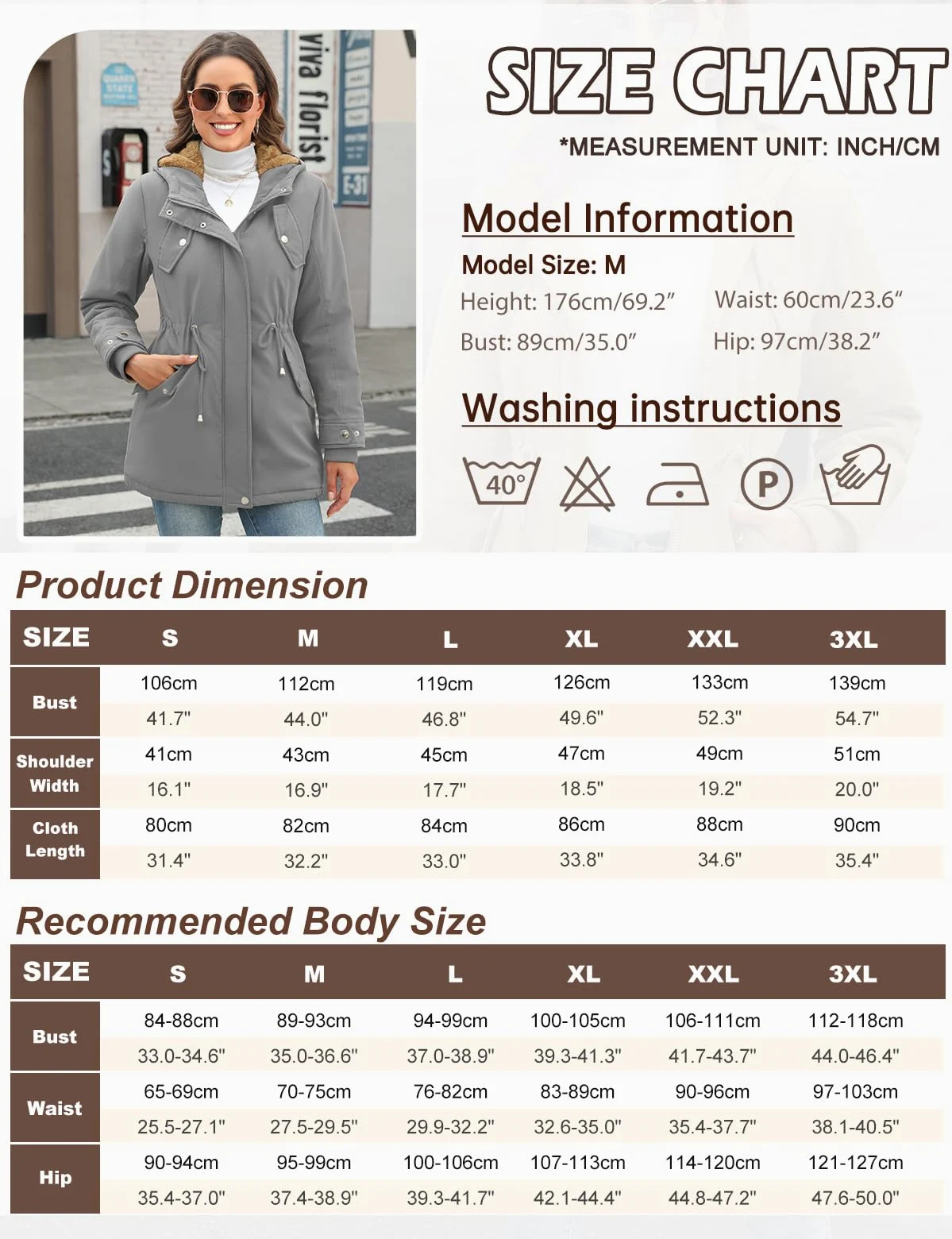 CMTOP Manteau Femme Hiver Veste Doublure en Polaire Chaude Parka Imperméable à Capuche Blouson Peluche Épaisse Thermique Manteaux Couleur Unie Zippé Décontracté Outercoat avec Cordon