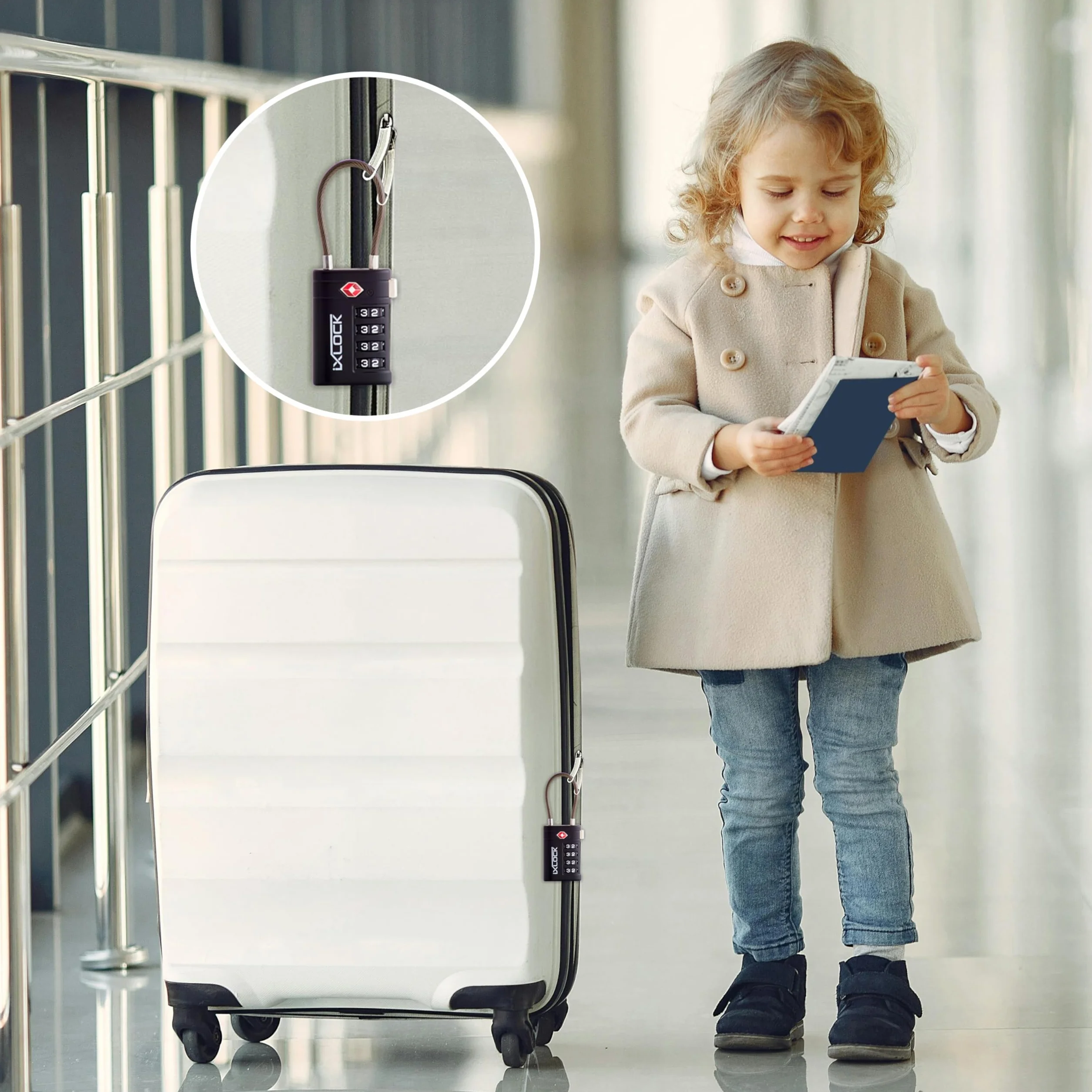 iXLOCK Cadenas Cable TSA Valise 4 Chiffres Antivol Bagages 2 Noir
