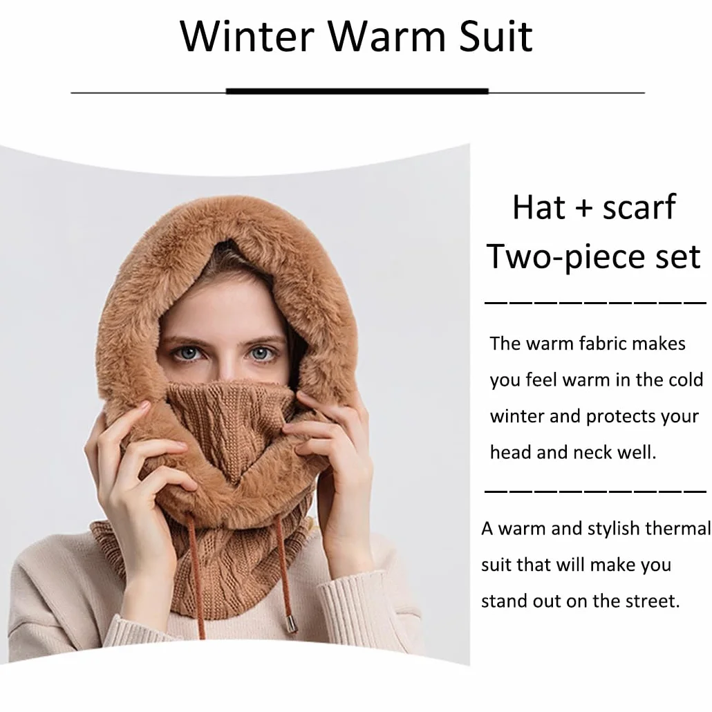 Balaclava Chapeau Femme Multifonction Cagoule Masque de Ski Hiver Chaud Coupe-Vent Masques Polaire Chaud Tricoté Bonnet Et Ensembles De Cache-Cou Bonnet Tricoté Flexible