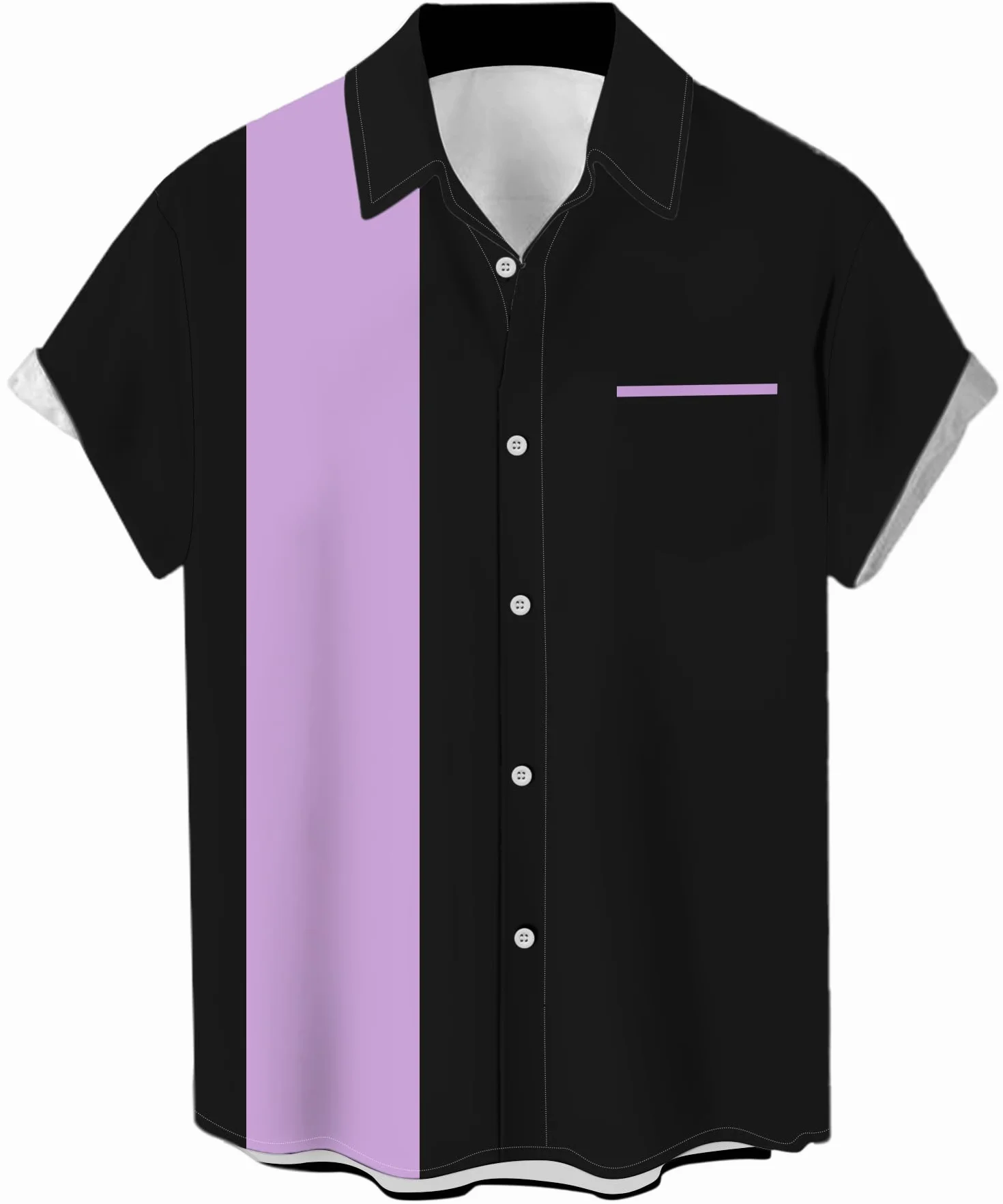 Chemises de bowling vintage des années 1950 pour hommes, chemises cubaines décontractées à manches courtes boutonnées contrastées pour l'été
