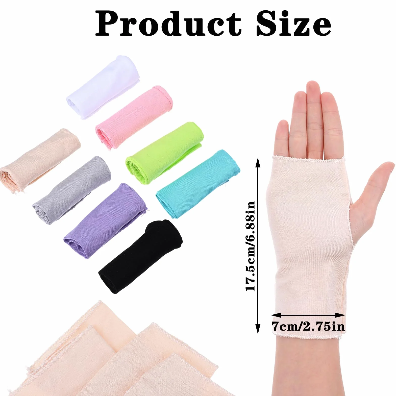 Gants de protection solaire UV femme coton demi-doigts sans doigts écran tactile lot de 8 paires
