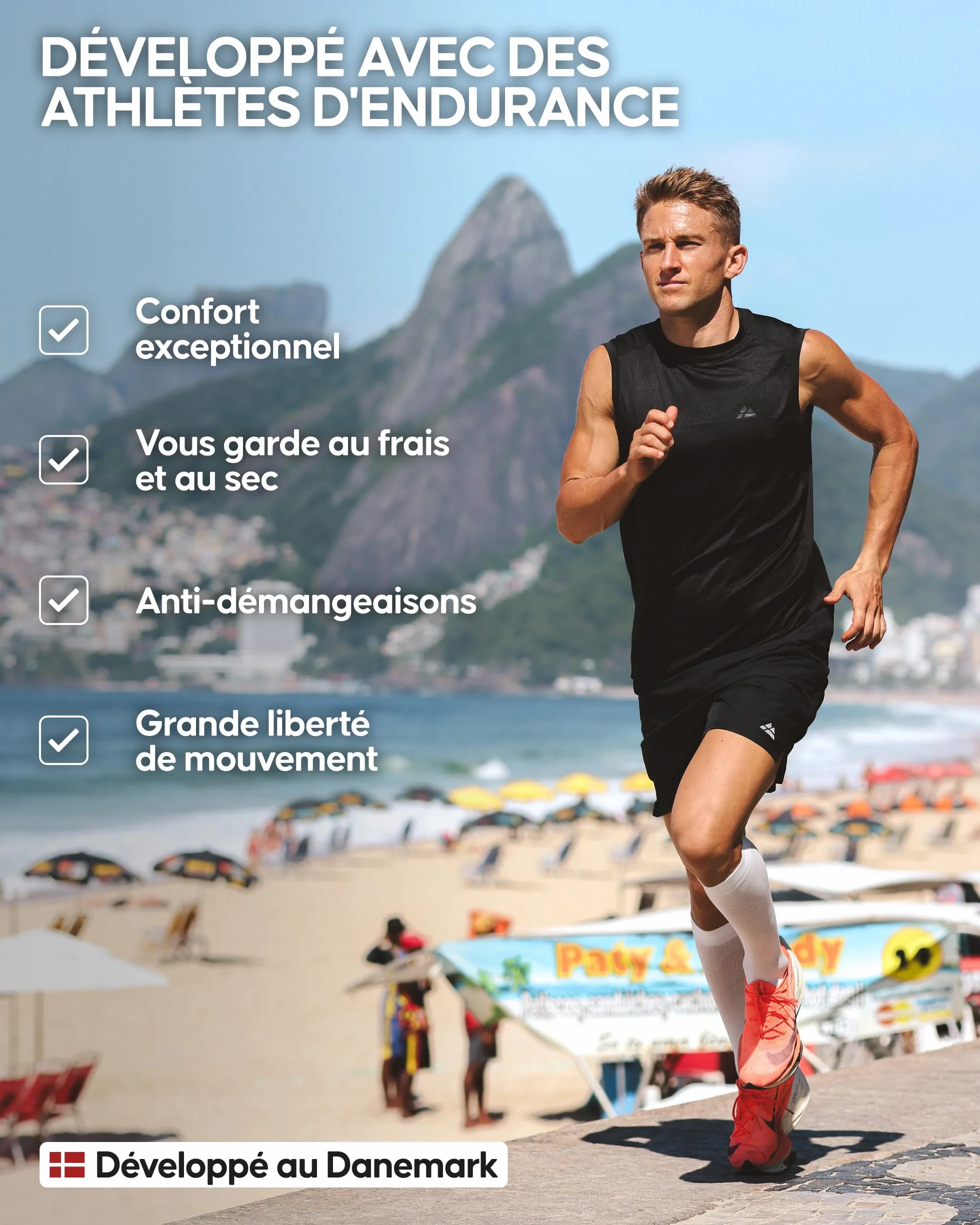DANISH ENDURANCE Débardeur de Sport, Gilet de Course, sans Manches, pour Hommes, Lot de 1 ou 2 - T-Shirt Homme sans Manches