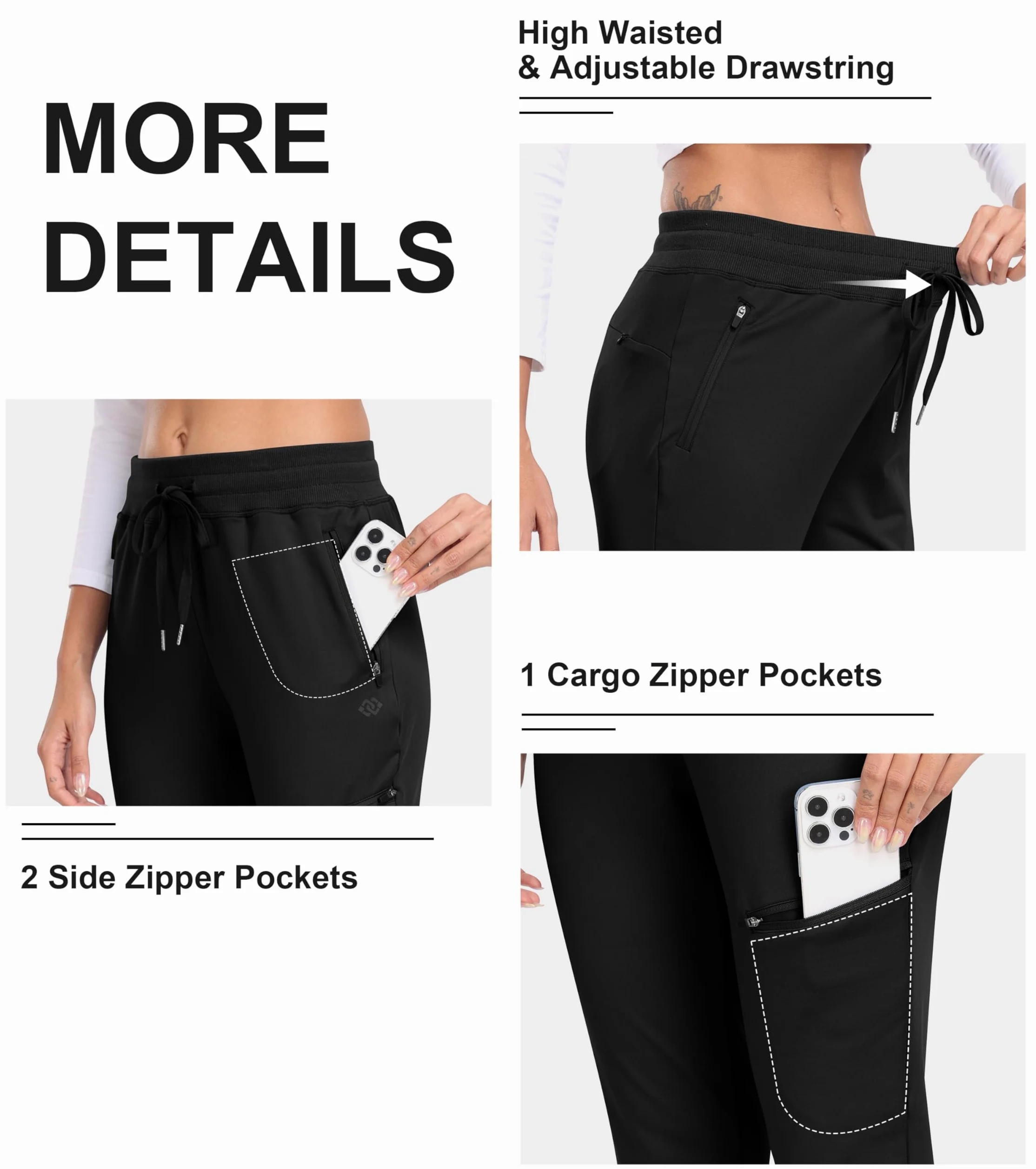 MoFiz Pantalon Femmes Cargo Pantalons de Sport Femme Pantalons de Travail Survêtement Jogging avec Poches
