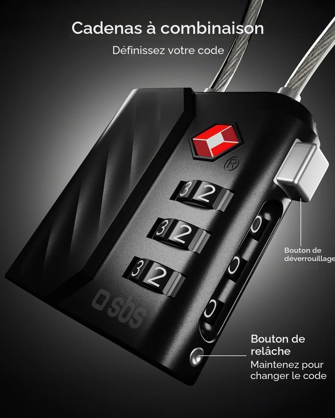 Cadenas TSA avec Localisateur Find My Intégré, Alarme 60 dB, Recharge USB-C, Noir