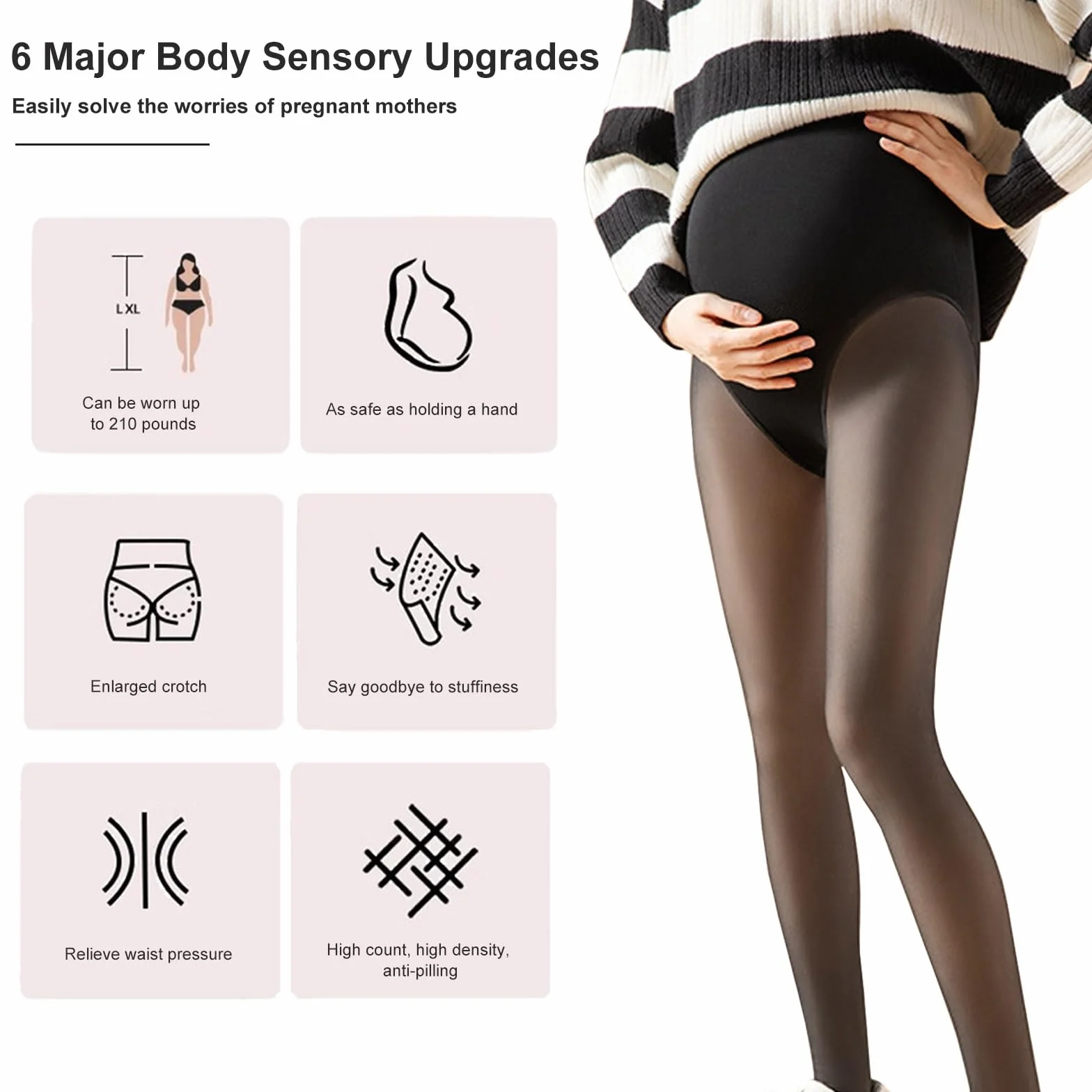 Collant Femme Polaire Grande Taille Collants Pouvant être Portés Jusqu'à 105 kg, Opaques Collants de Maternité, Chauds Leggings de Grossesse Solides Collants, Leggings de Maternité Extensibles(200g)