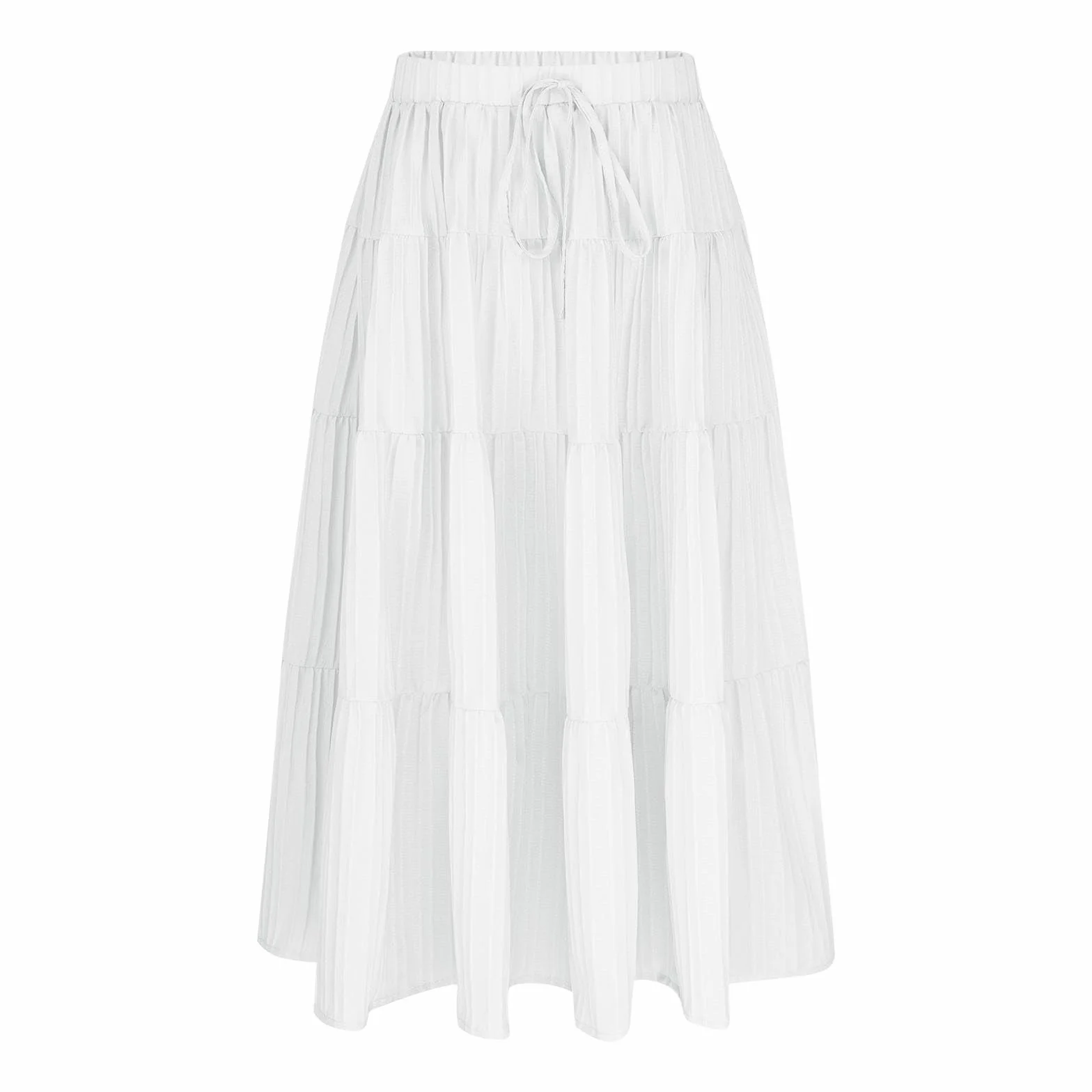 Jupes longues élastiques taille haute pour filles, jupe trapèze unie, ample, décontractée, jupe d'été fluide avec cordon de serrage, jupe-short évasée bohème élégante de 4 à 15 ans