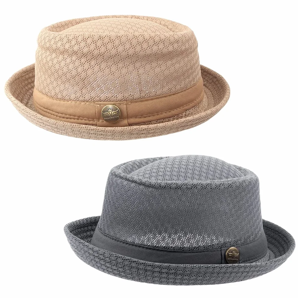 Chapeau Plat en Maille pour Femme Fedora Dad Bowler Années 1920 Été