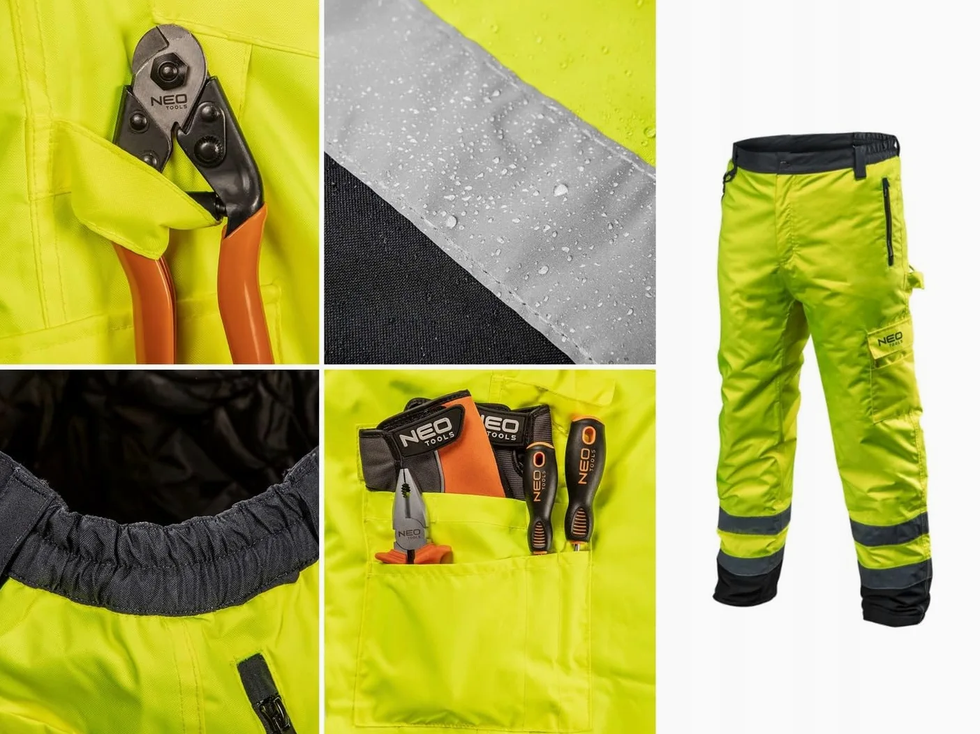 NEO TOOLS Veste de travail en polaire haute visibilité pour homme (taille S - XXL) (orange/jaune) | ou ensemble avec pantalon thermique imperméable | Veste chaude, confortable et légère, XL