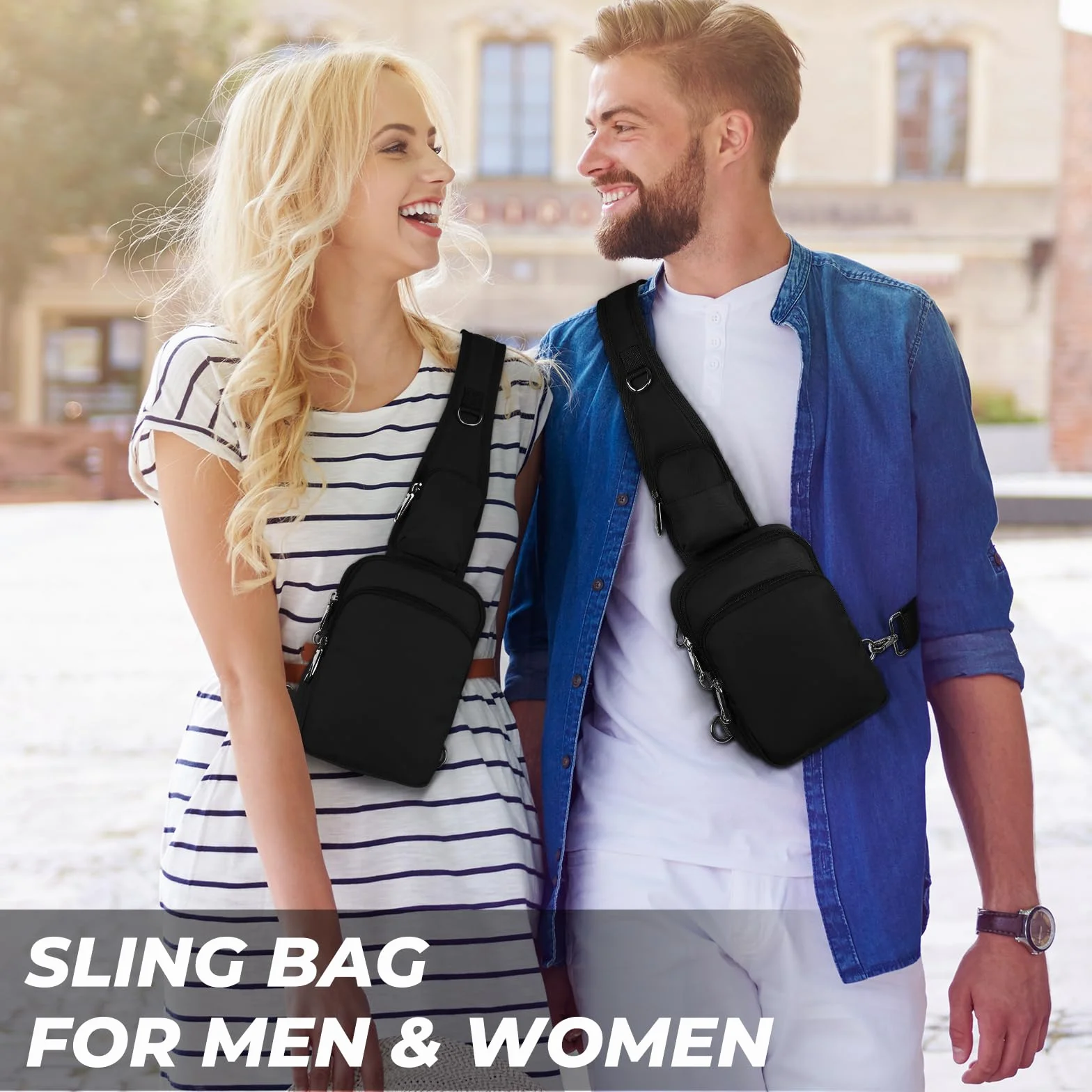 Sac à bandoulière antivol - Sac de poitrine - Pour homme et femme - Étanche - Petit sac à main avec fermeture éclair et blocage RFID