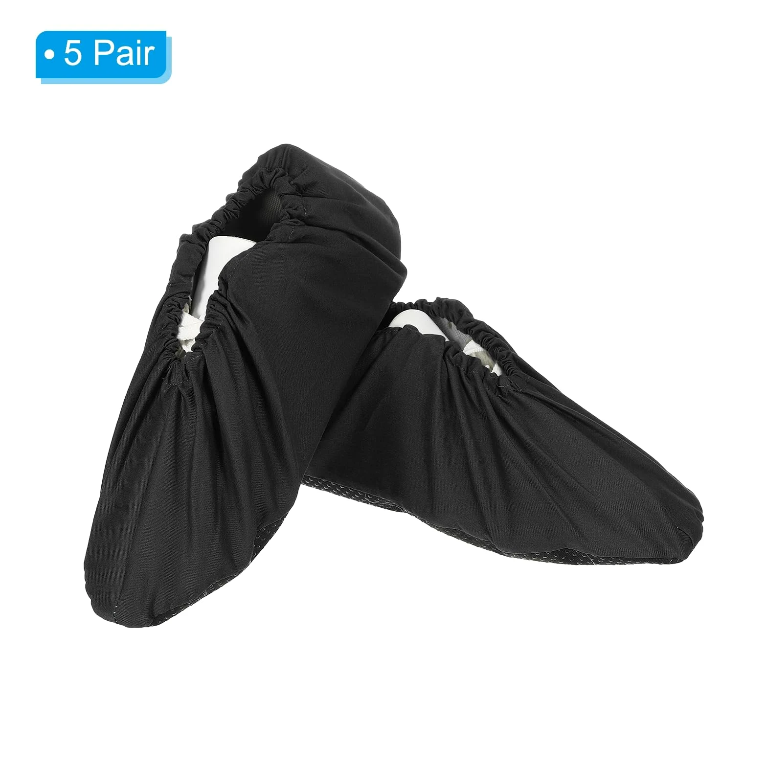 PATIKIL 5 Paires de Couvre-Chaussures et Bottes, Couvre-Chaussures en Coton Réutilisables Antidérapants Lavables Respirants pour l'Intérieur, Le Laboratoire, Noir