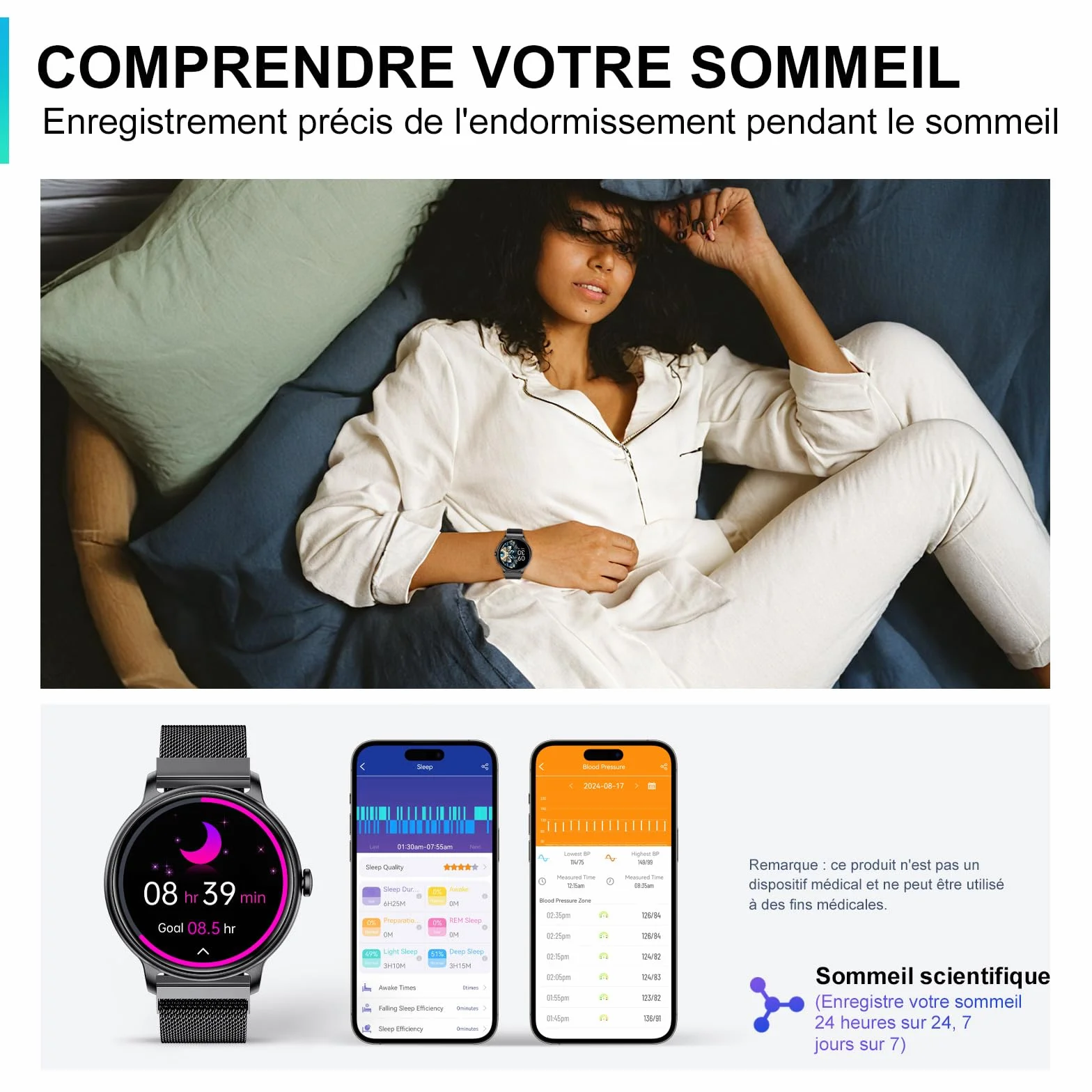 AcclaFit Montre Connectée Femme Homme avec Appel Bluetooth, Smartwatch Ronde 1,38" avec 147+ Modes Sportifs, Cardiofréquencemètre, Sommeil, IP68 Étanchéite, Compatible avec Android iOS