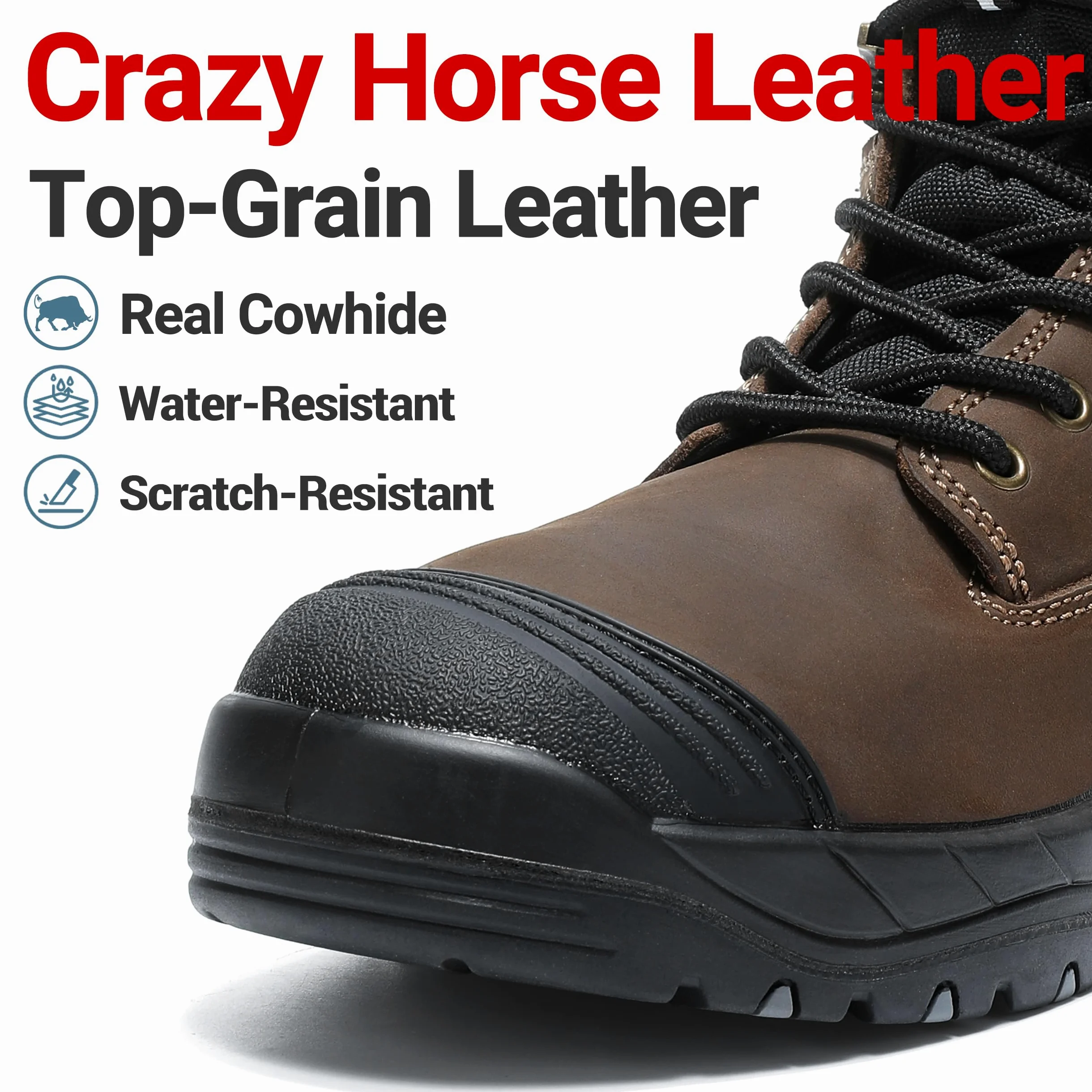 S3L HRO SR Chaussures de Sécurité Hommes, Chaussures de Sécurité Montantes, Bottes de Travail en Acier pour Hommes Bottes de Sécurité en Cuir 37-47 EU